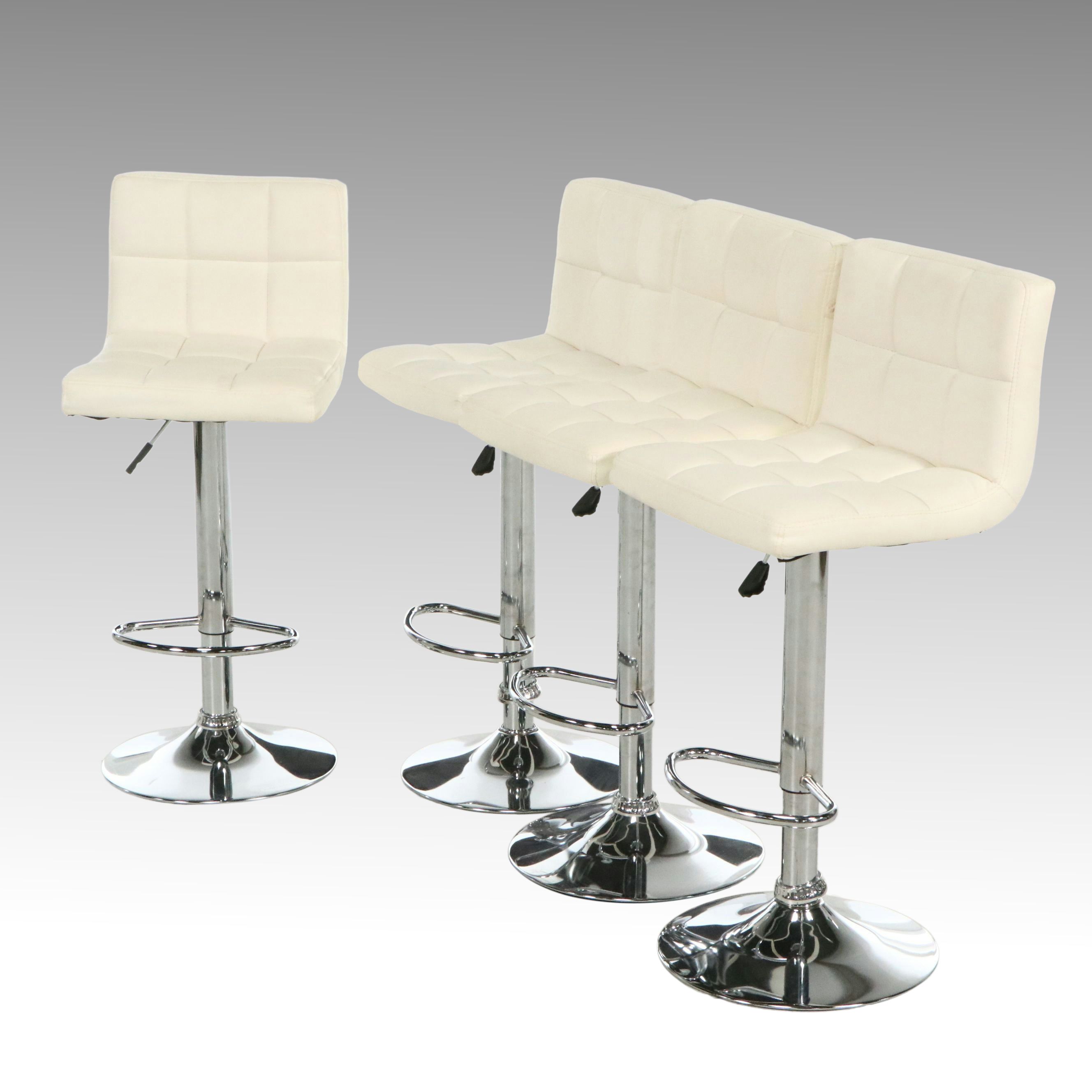 Set of Four Modern Adjustable Swivel Barstools