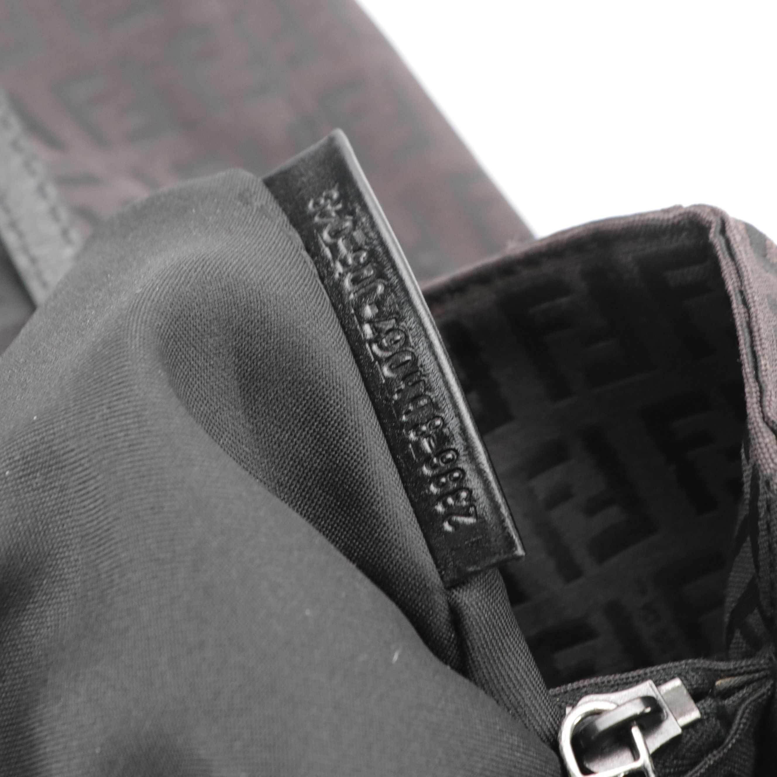 Fendi Vertical Tote in Black Zucchino Canvas and Leather