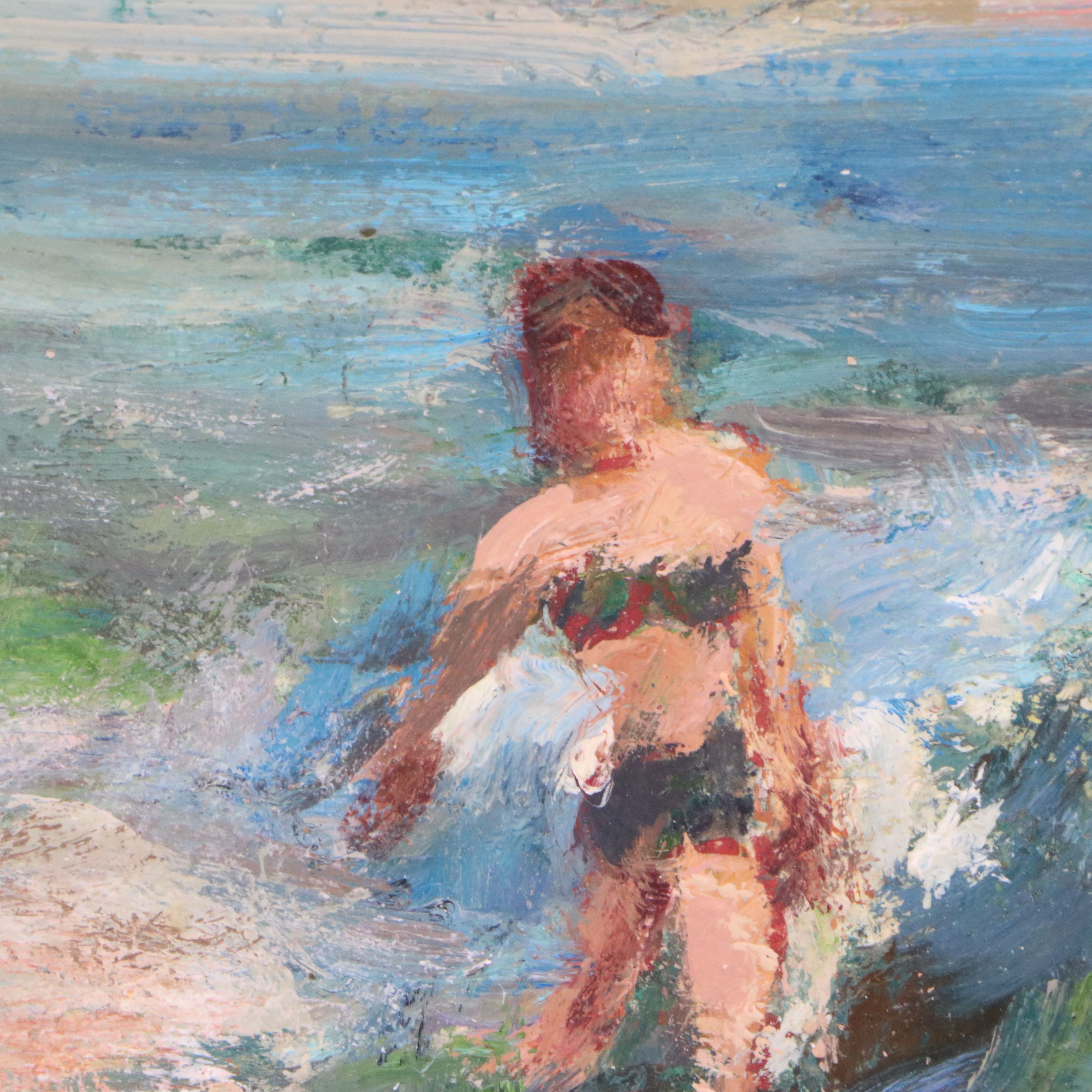 Kevin Kasik Oil Painting "Sarah Dodging the Surf," 2026