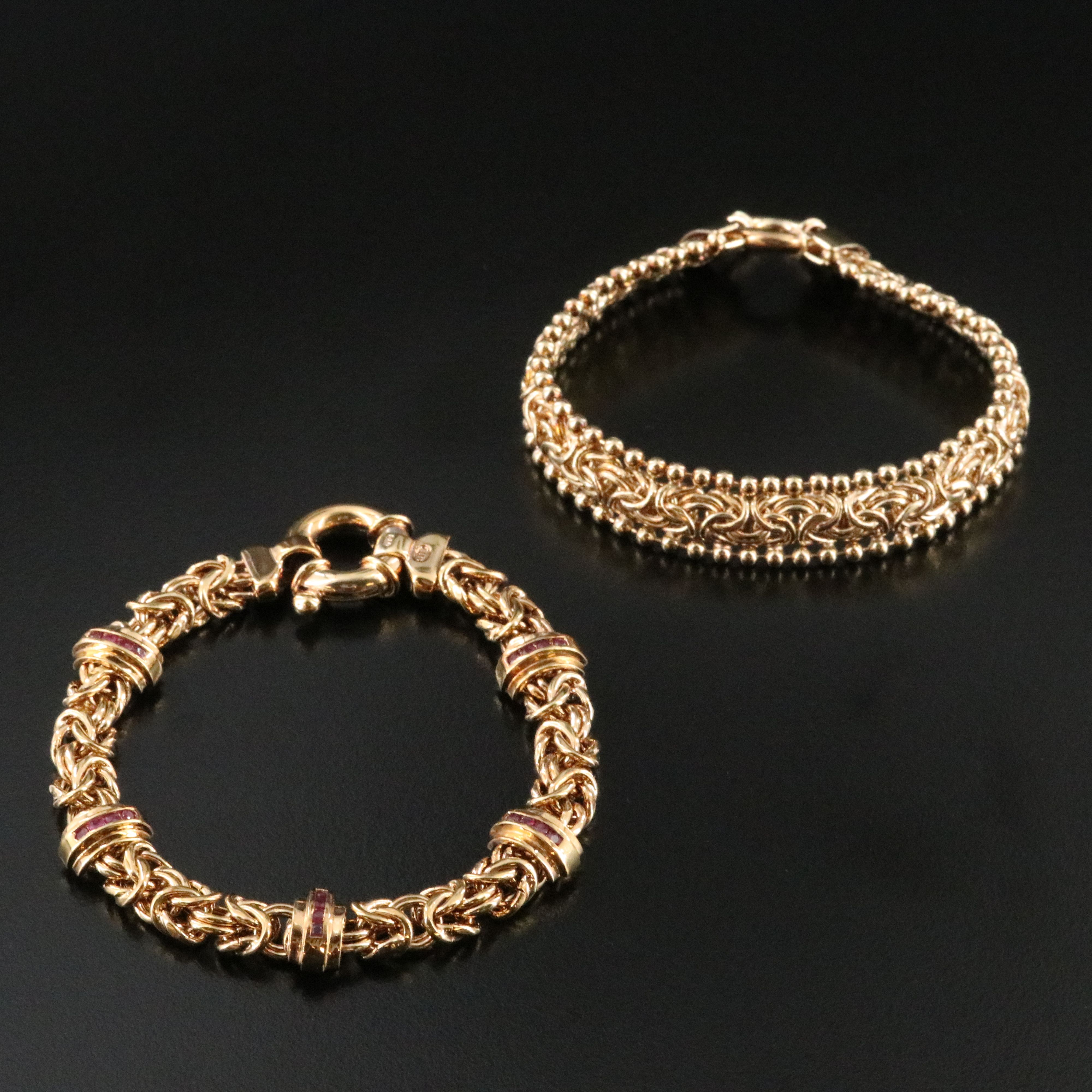 Sterling Fancy Link Bracelets Featuring Rubies