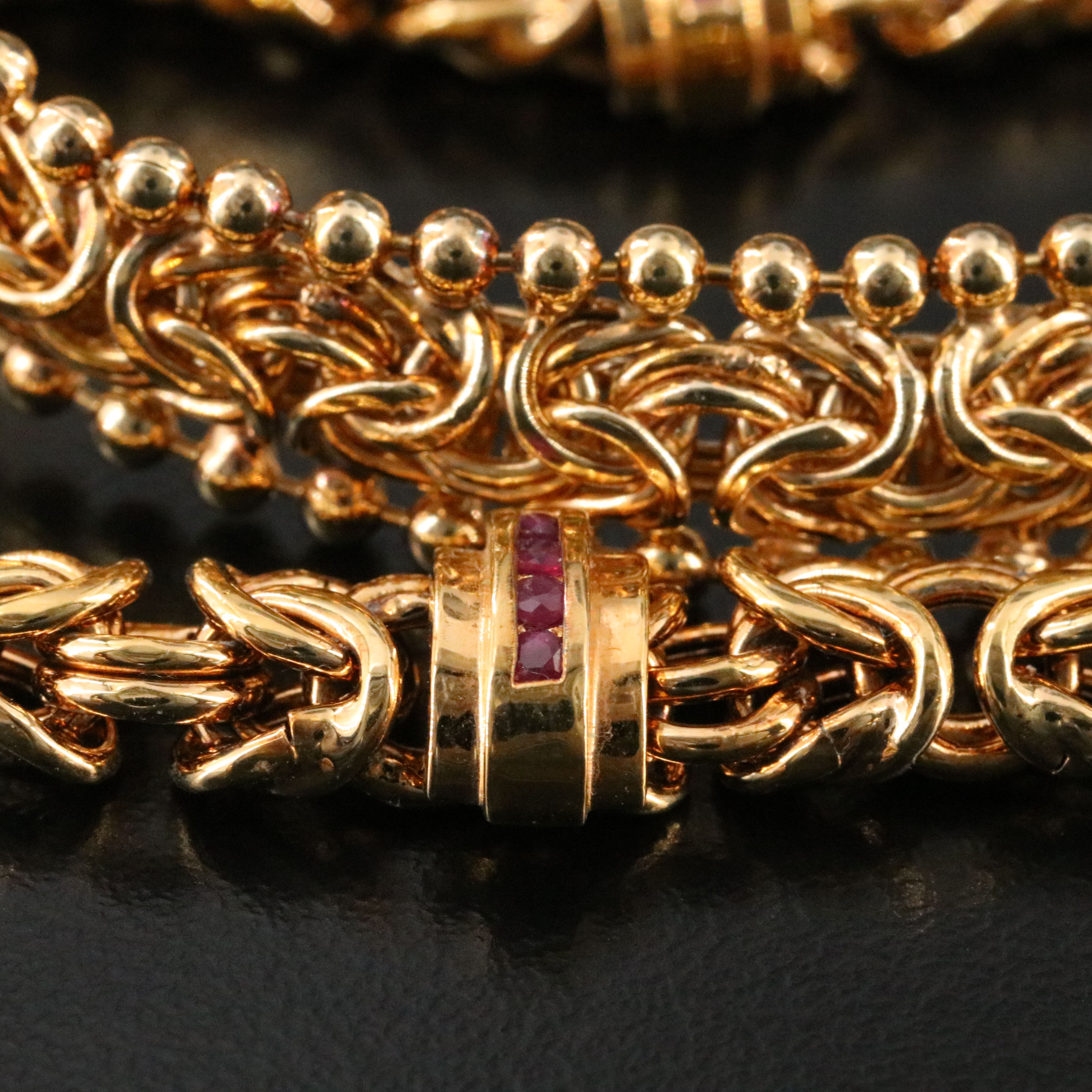 Sterling Fancy Link Bracelets Featuring Rubies