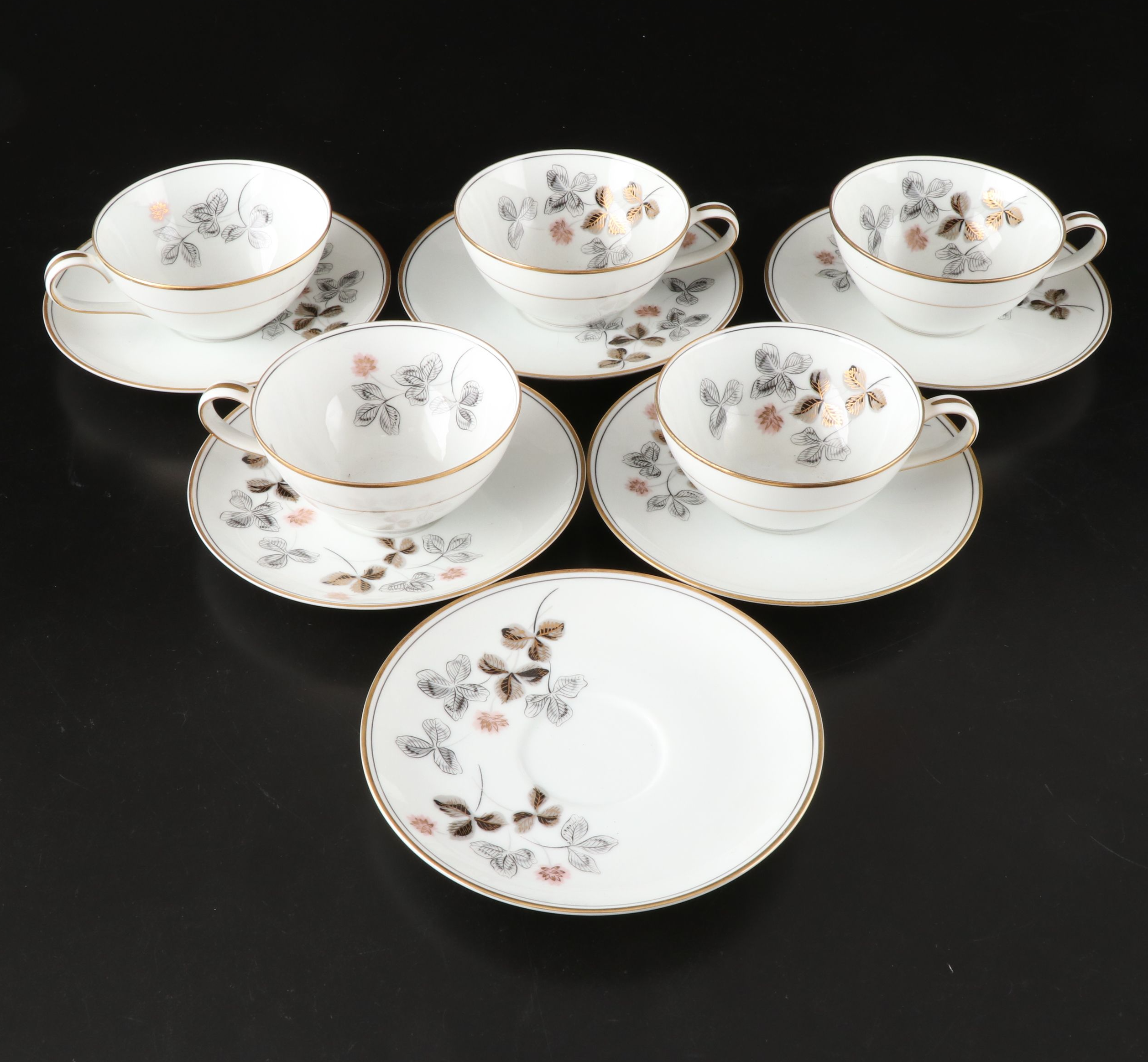 Noritake Floral and Leaf Motif Bone China Teaware