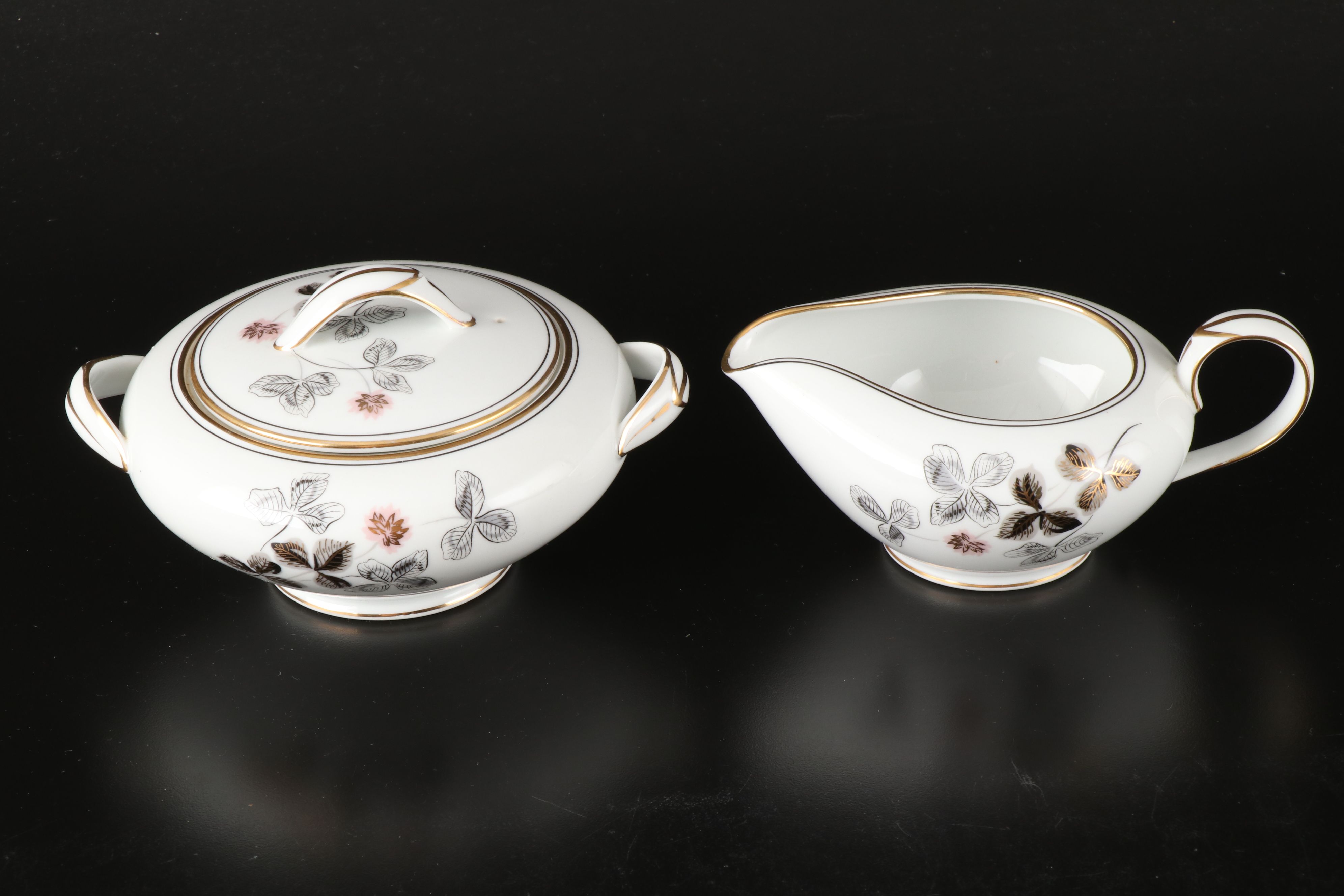 Noritake Floral and Leaf Motif Bone China Teaware