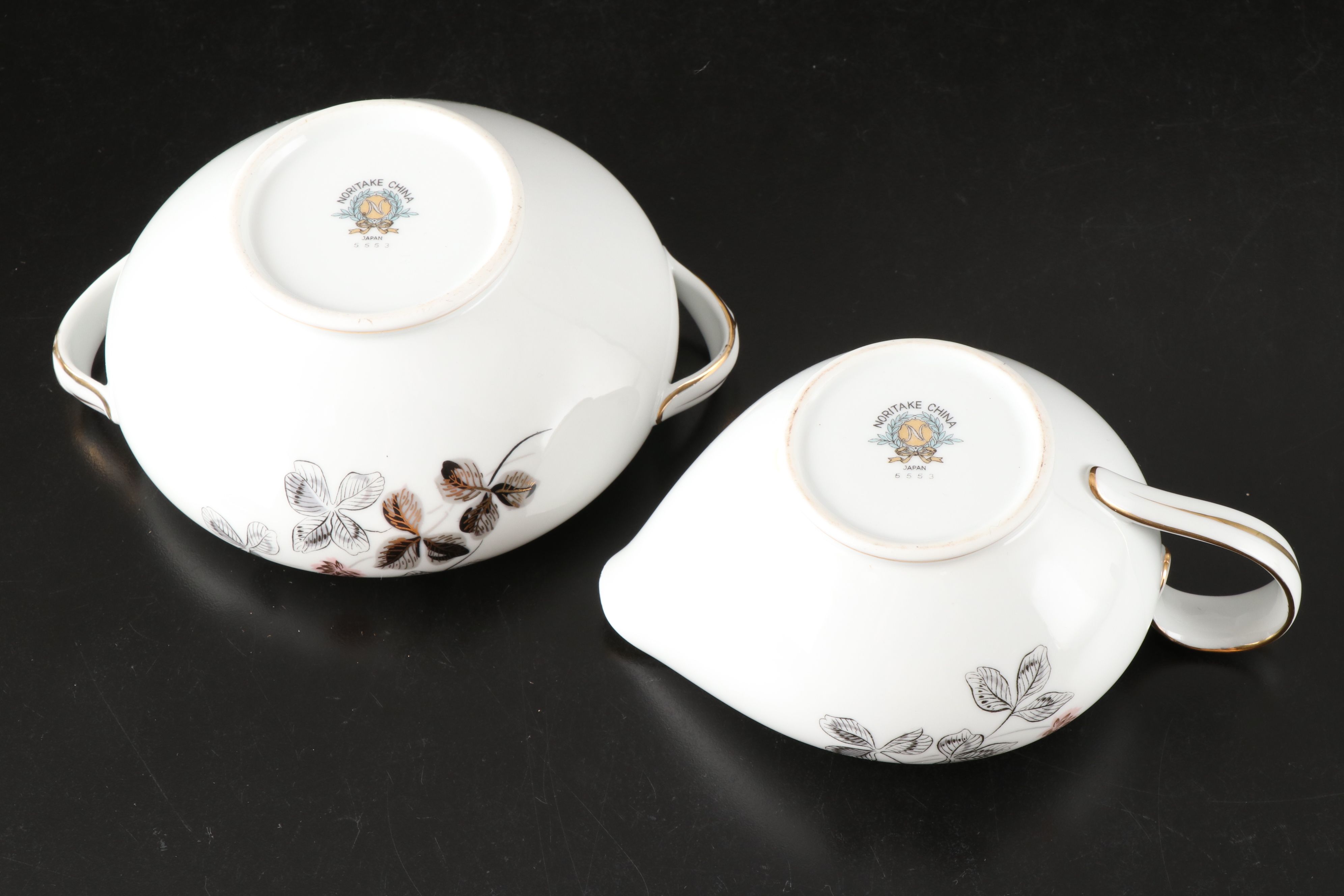 Noritake Floral and Leaf Motif Bone China Teaware