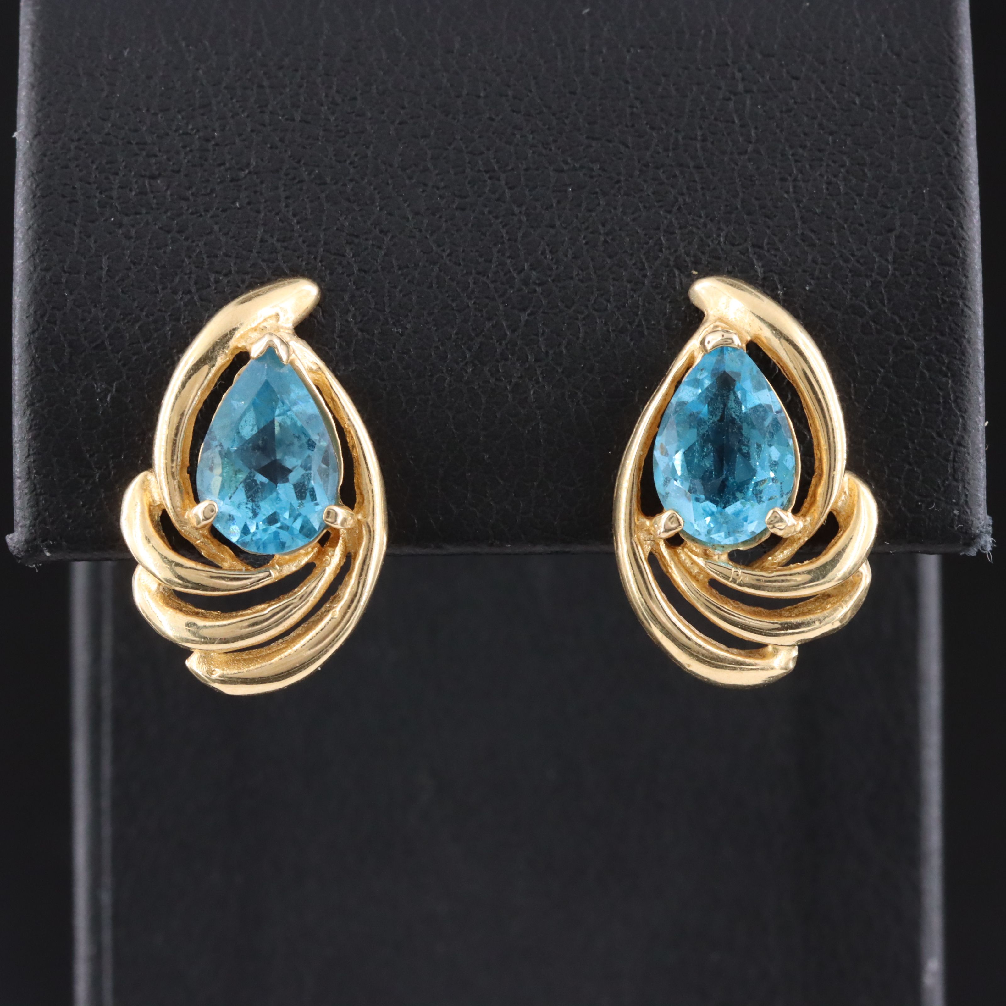 14K Blue Topaz Drop Earrings