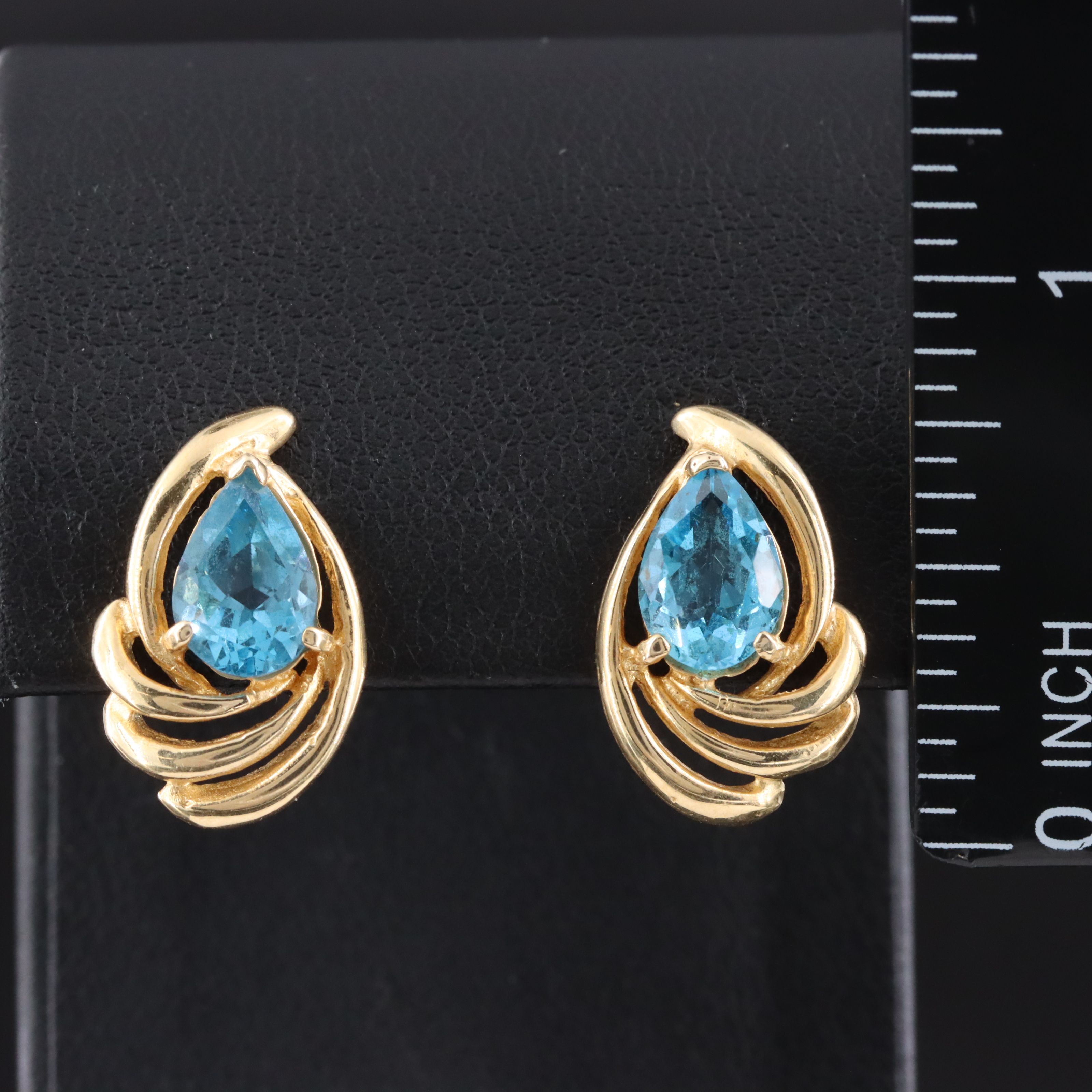 14K Blue Topaz Drop Earrings