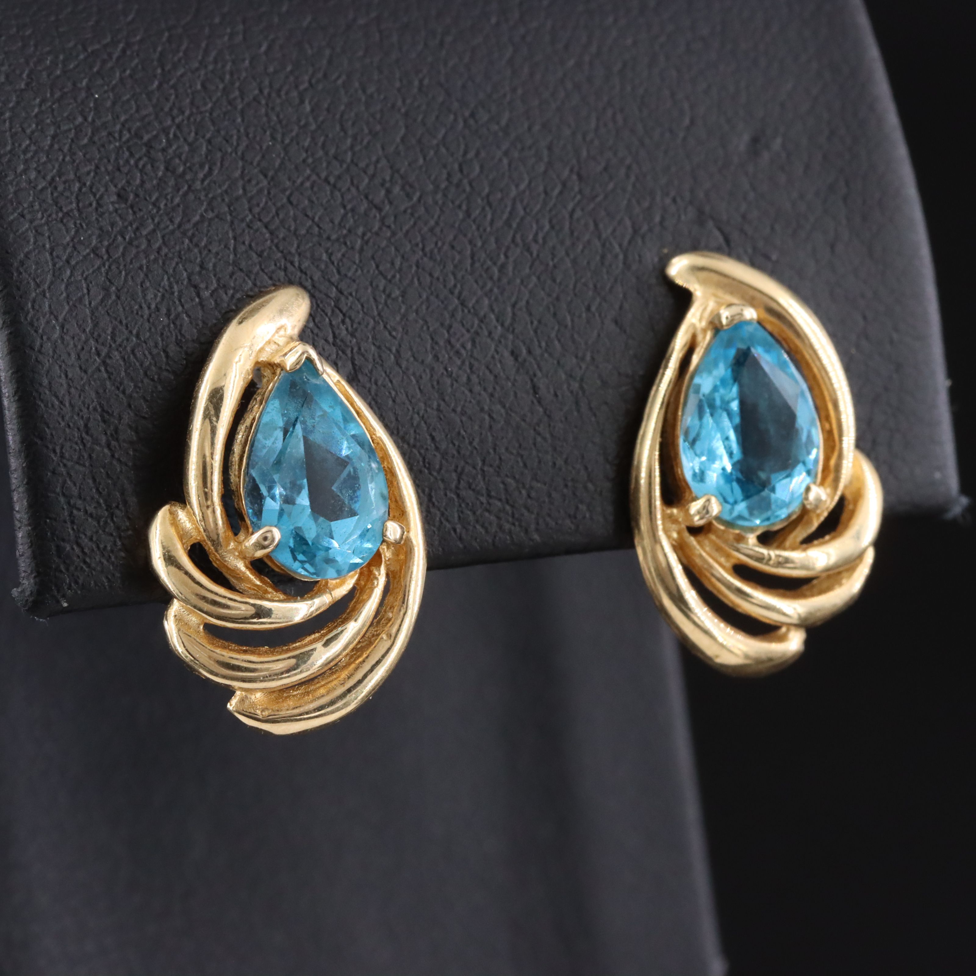 14K Blue Topaz Drop Earrings