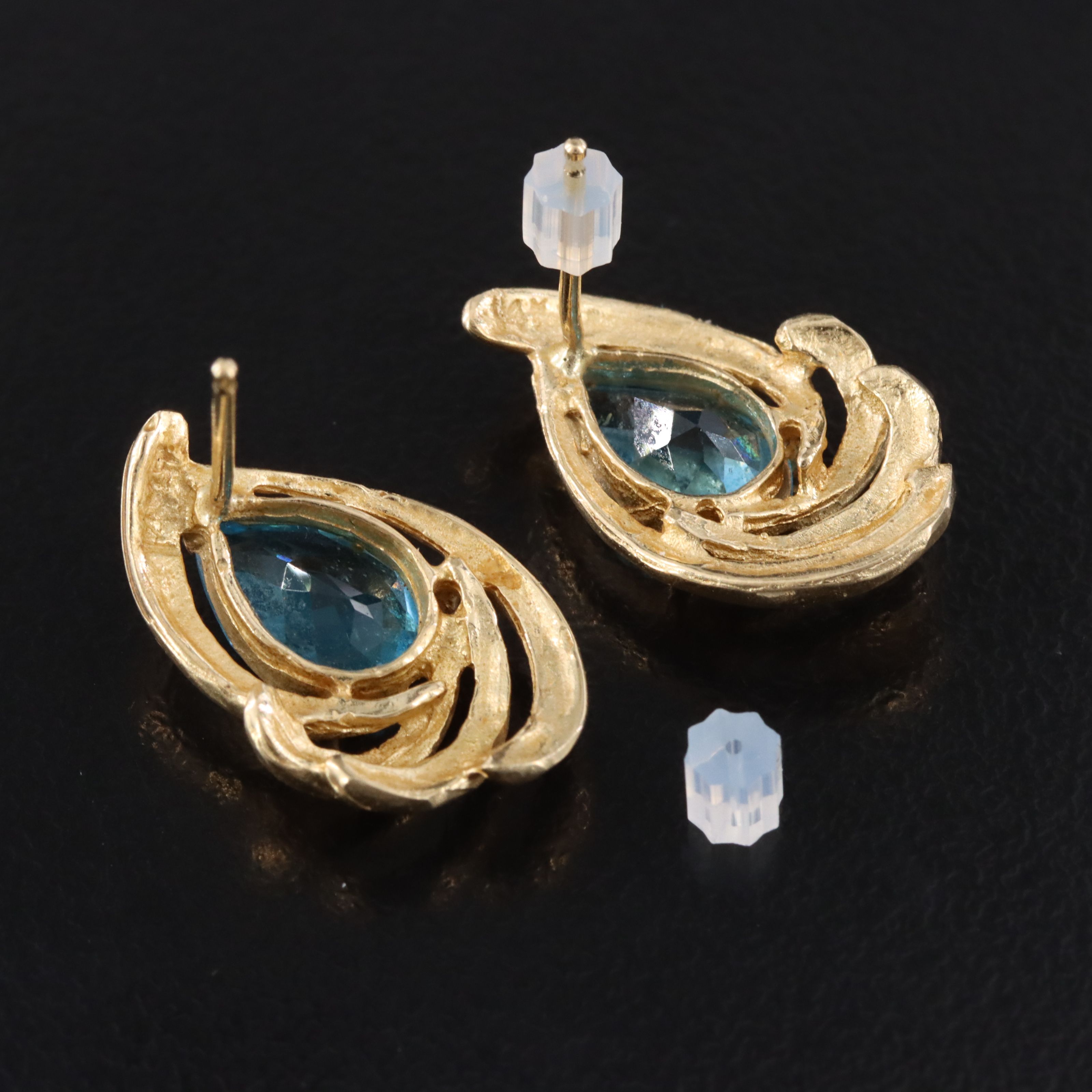 14K Blue Topaz Drop Earrings