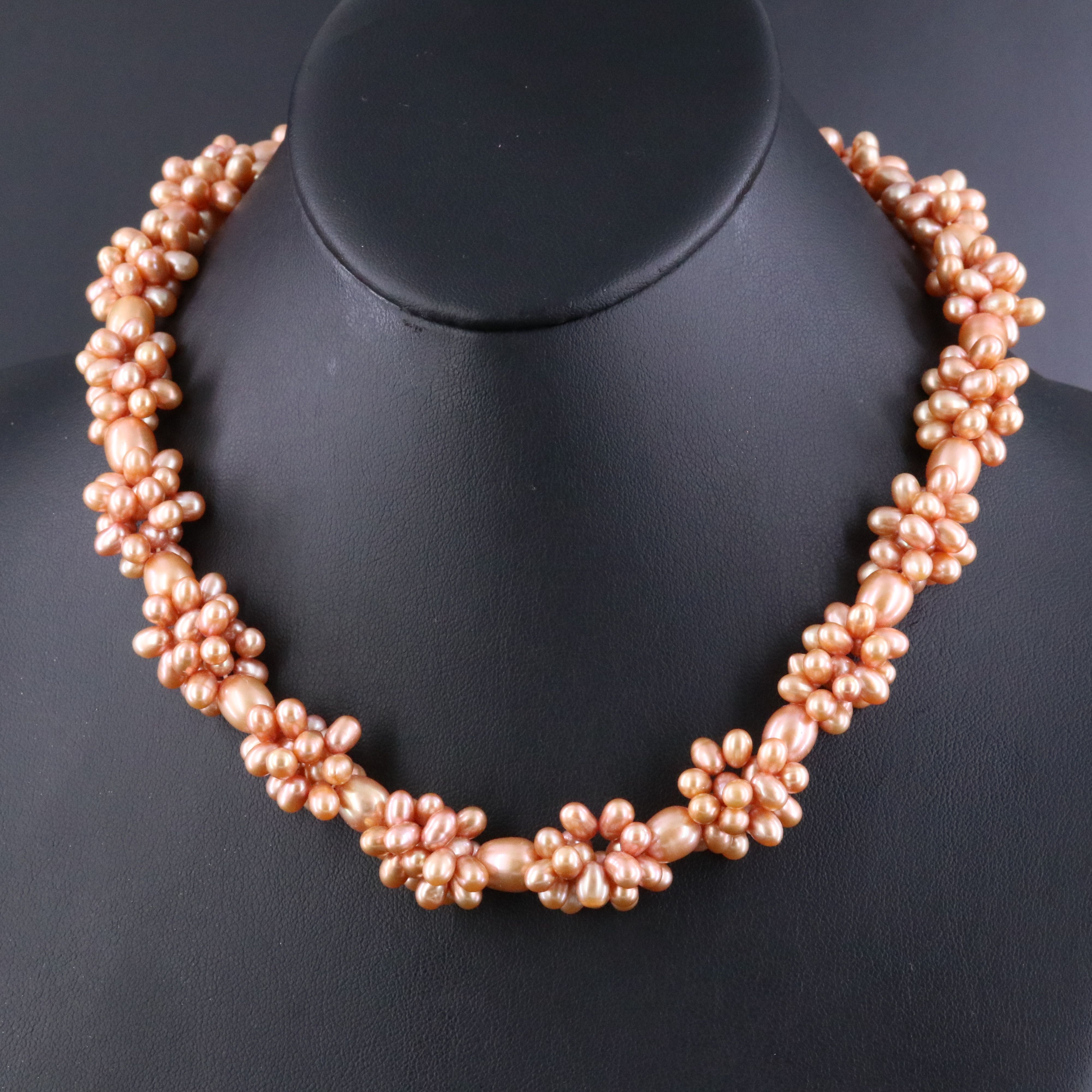 Pearl Cluster Necklace with 14K Clasp