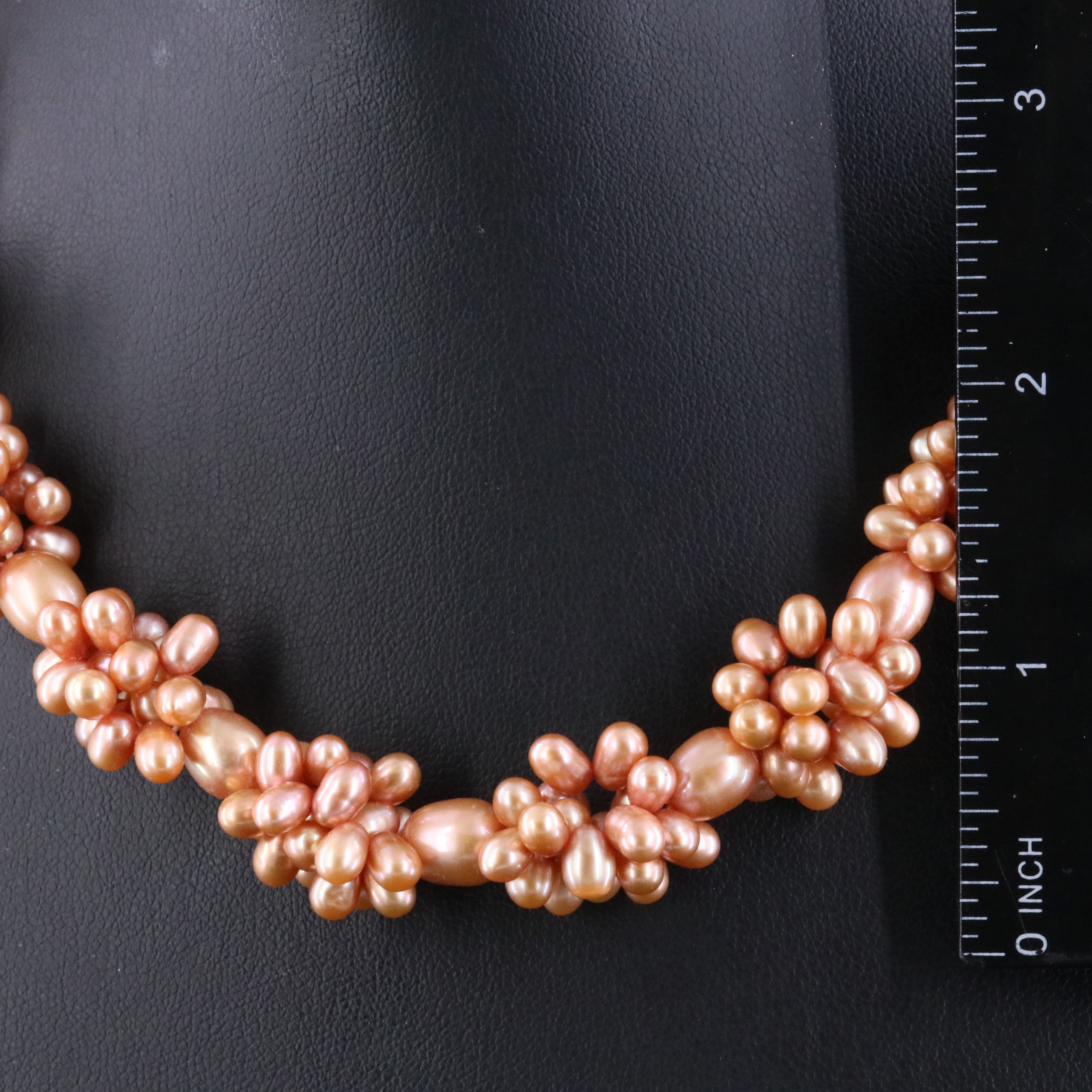 Pearl Cluster Necklace with 14K Clasp