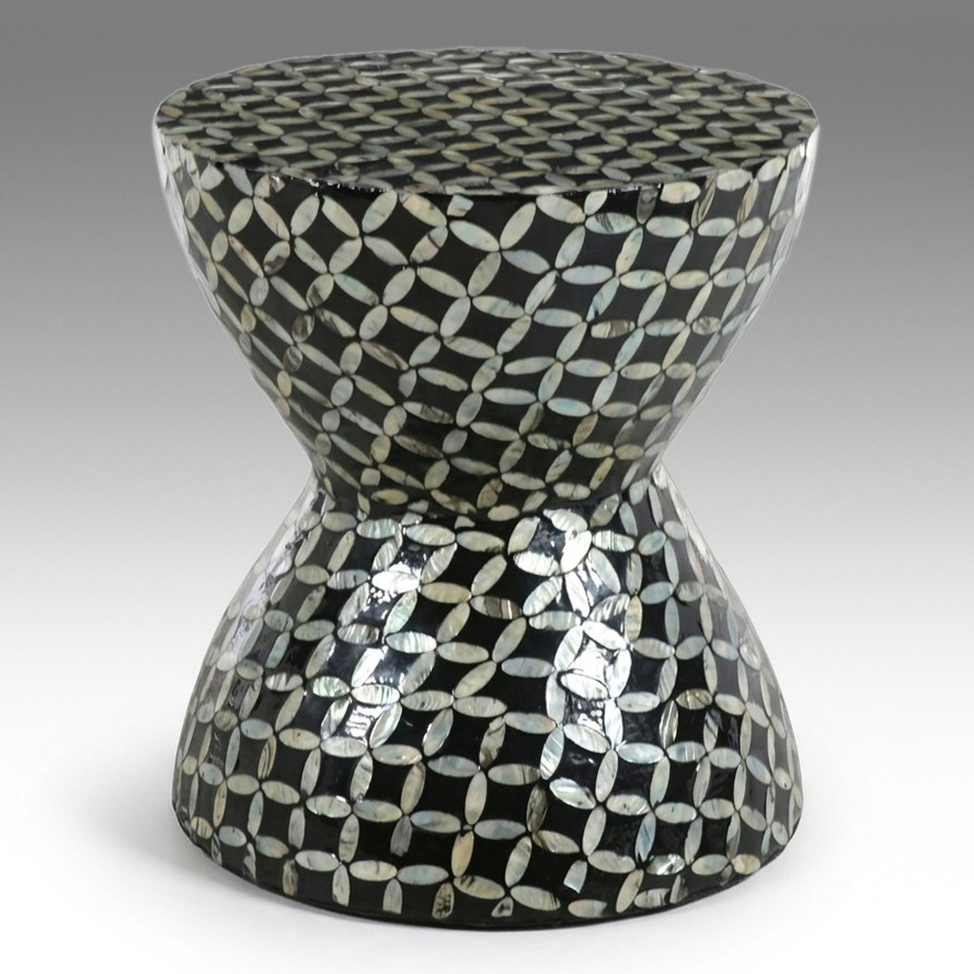 "Hourglass" Mother of Pearl Inlay Side Table, 21st Century