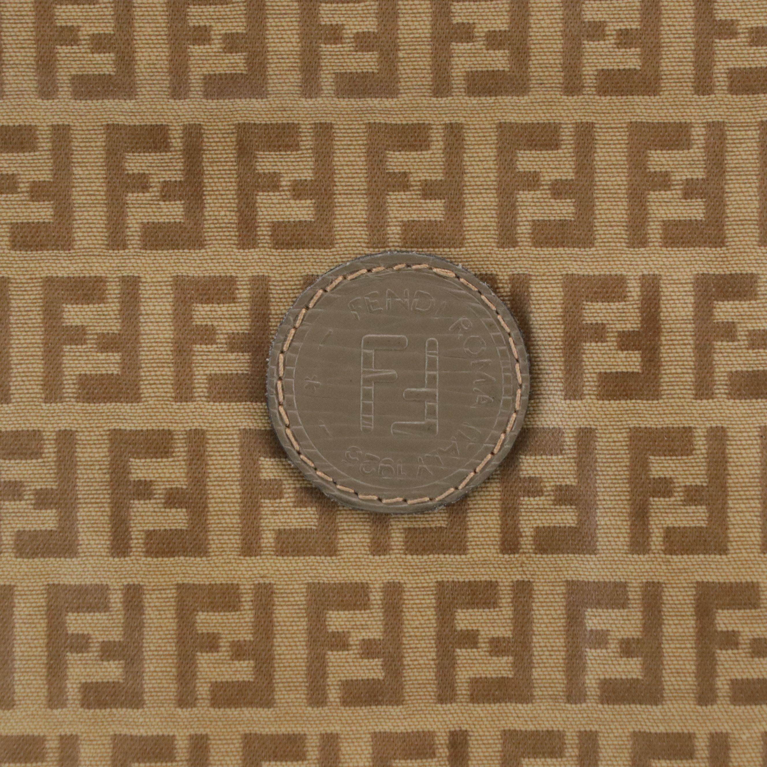 Fendi Brown Zucchino Vinyl and Leather Trim Zip Clutch/Pouch