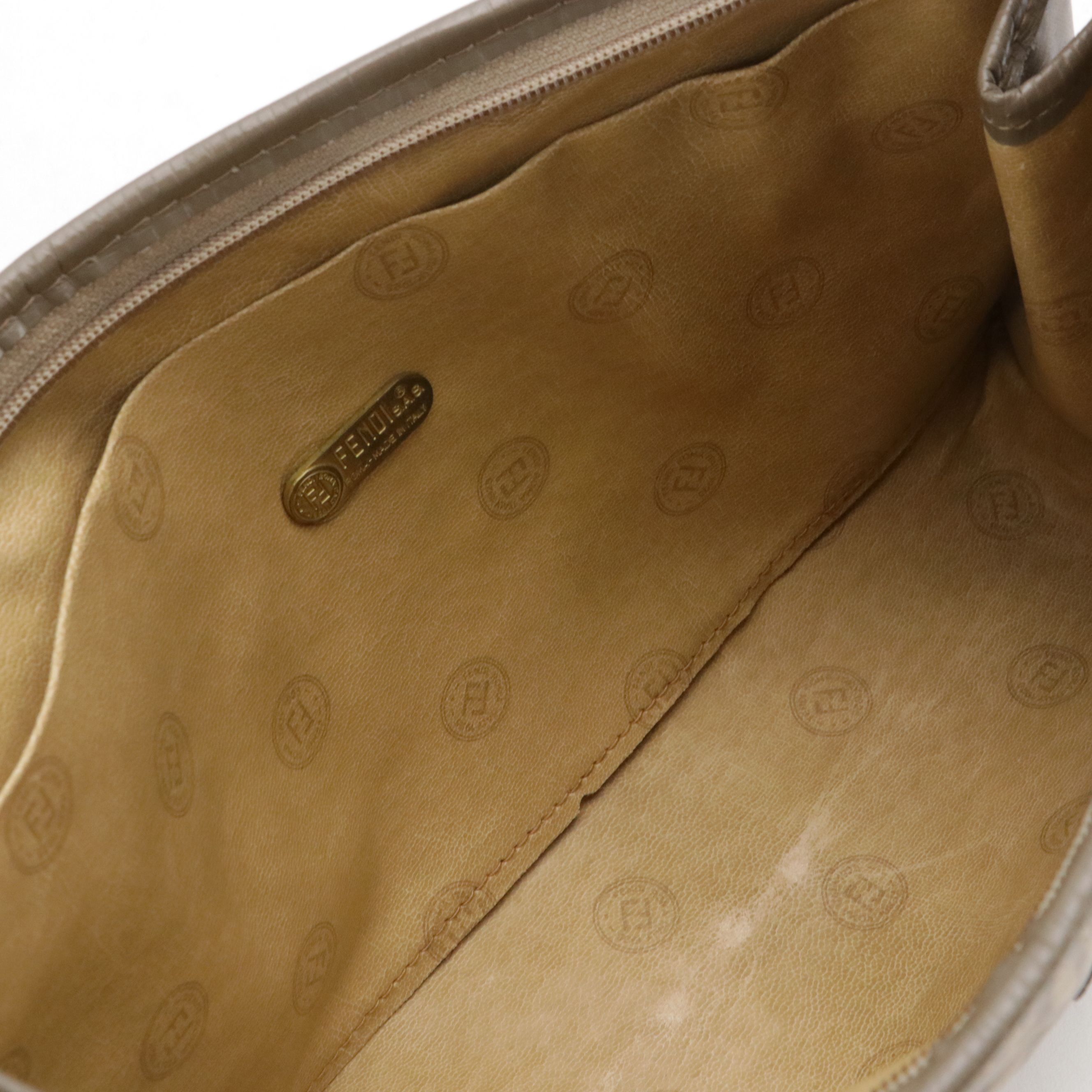 Fendi Brown Zucchino Vinyl and Leather Trim Zip Clutch/Pouch