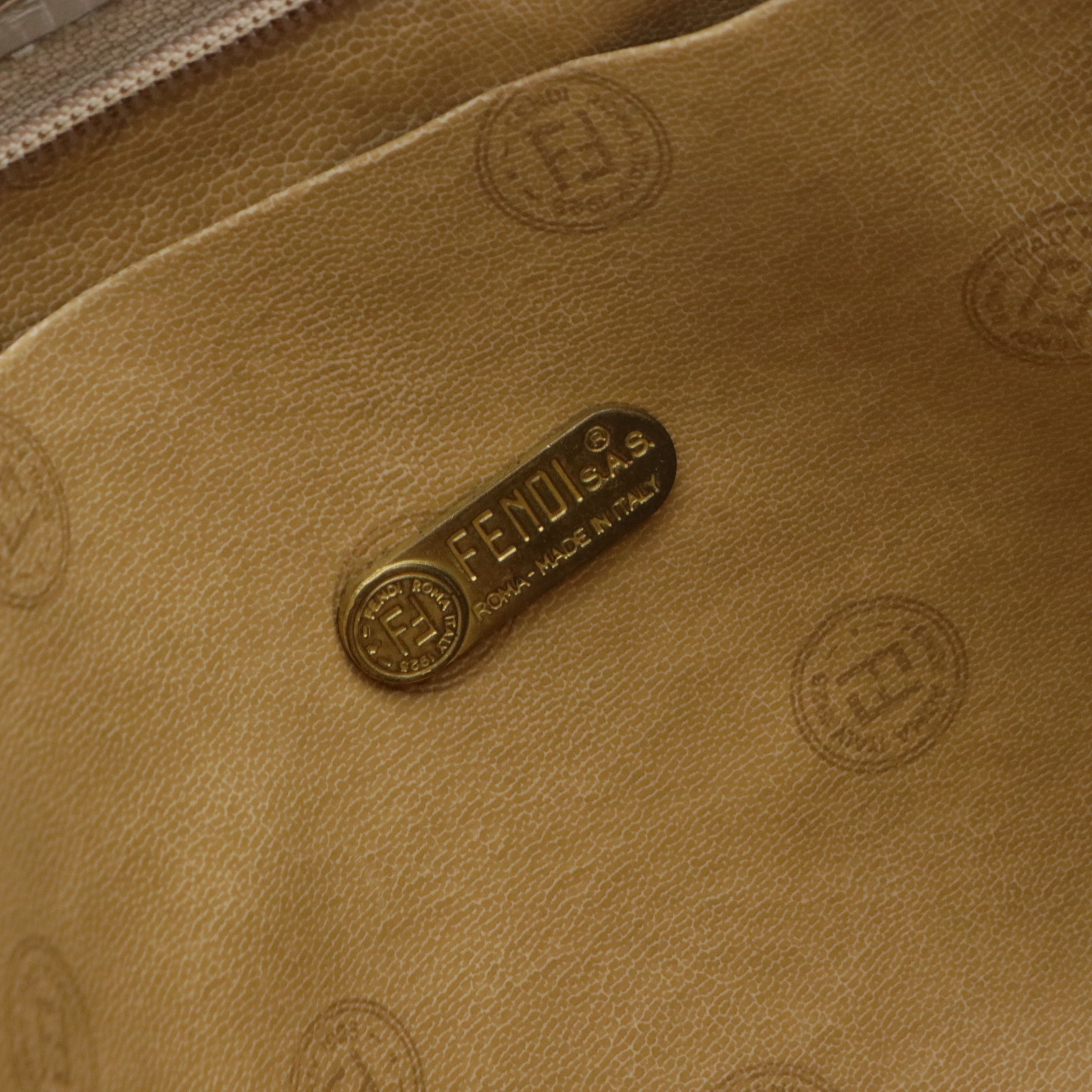 Fendi Brown Zucchino Vinyl and Leather Trim Zip Clutch/Pouch