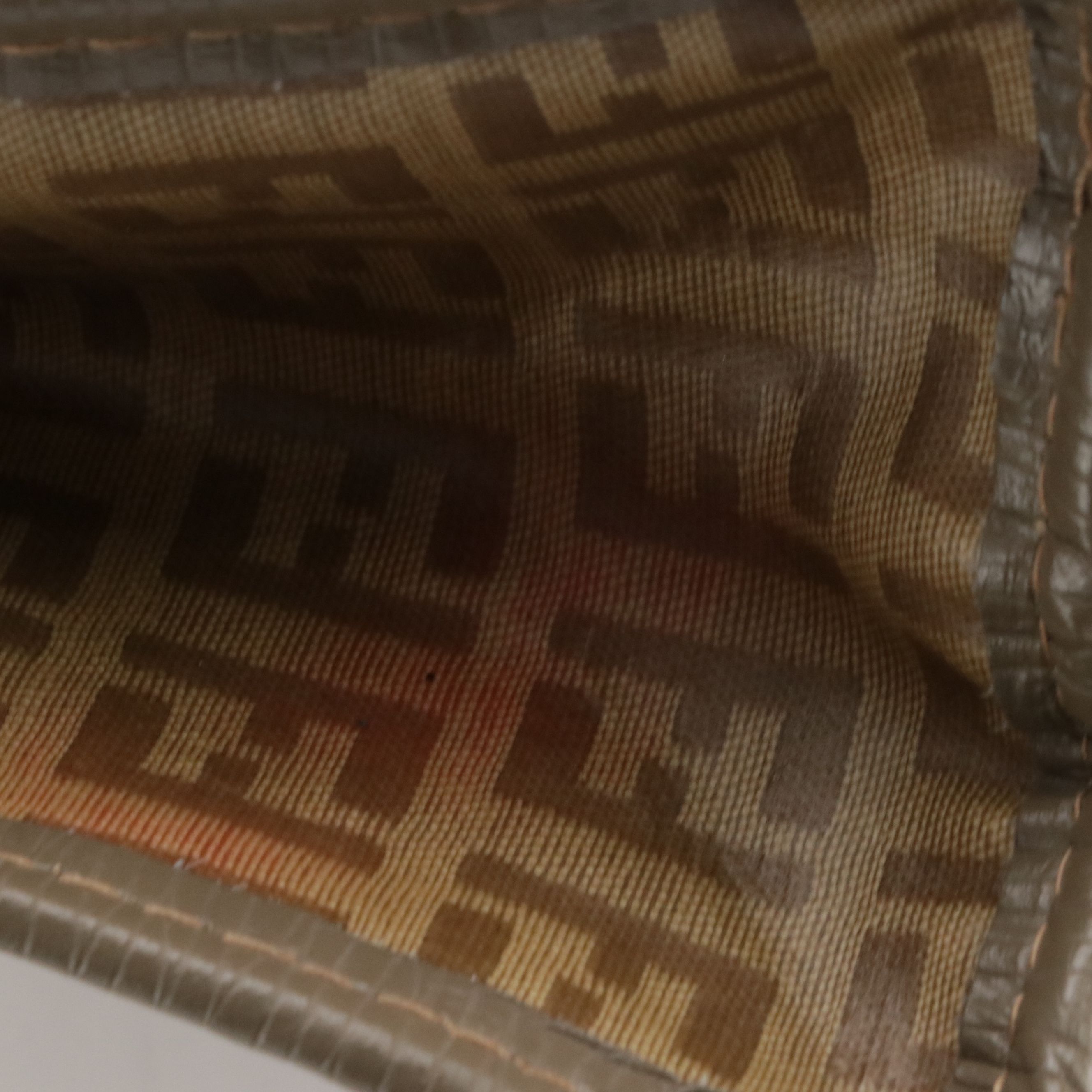 Fendi Brown Zucchino Vinyl and Leather Trim Zip Clutch/Pouch