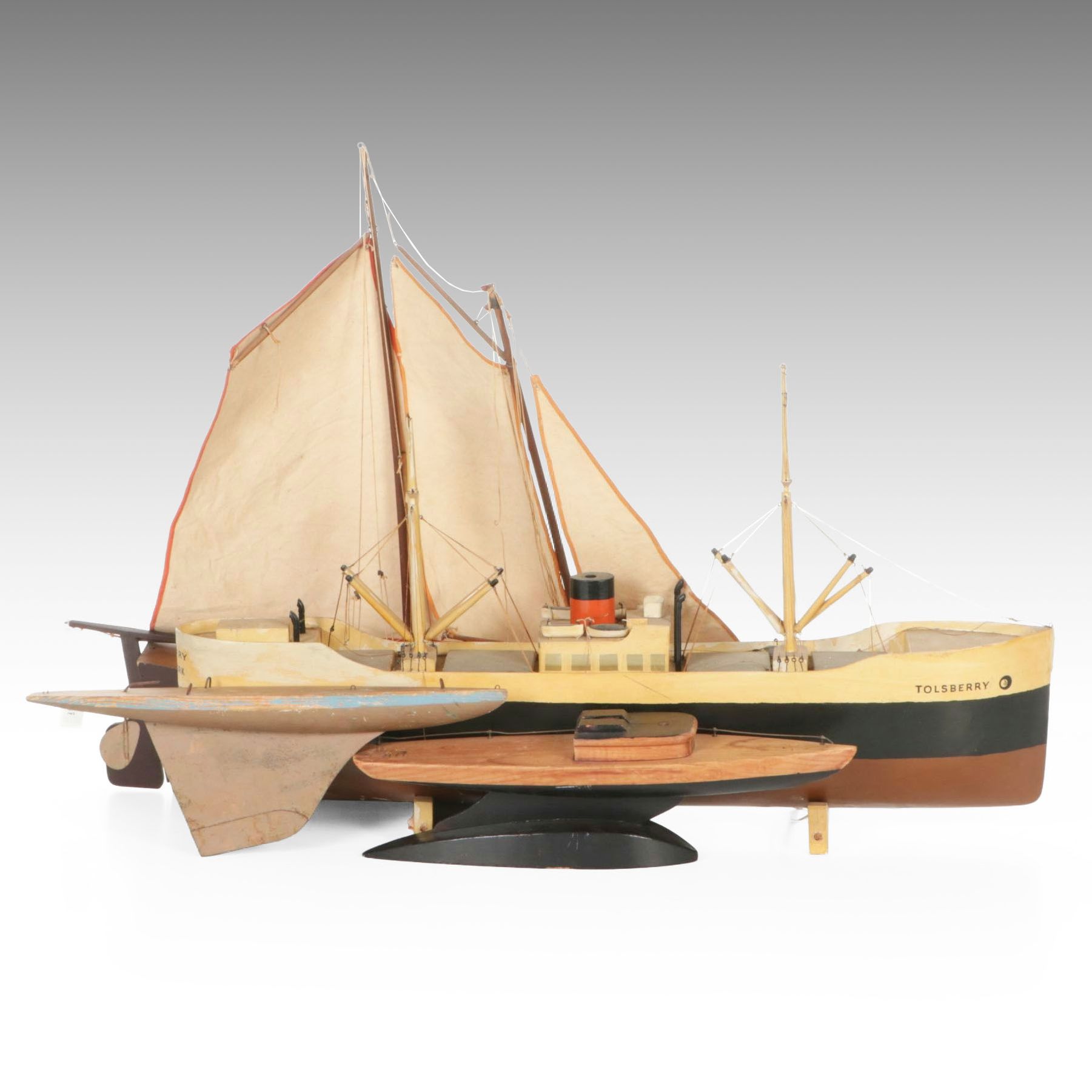 Tolsberry Handcrafted Wooden Model Cargo Ship, Boat Clock Base & More