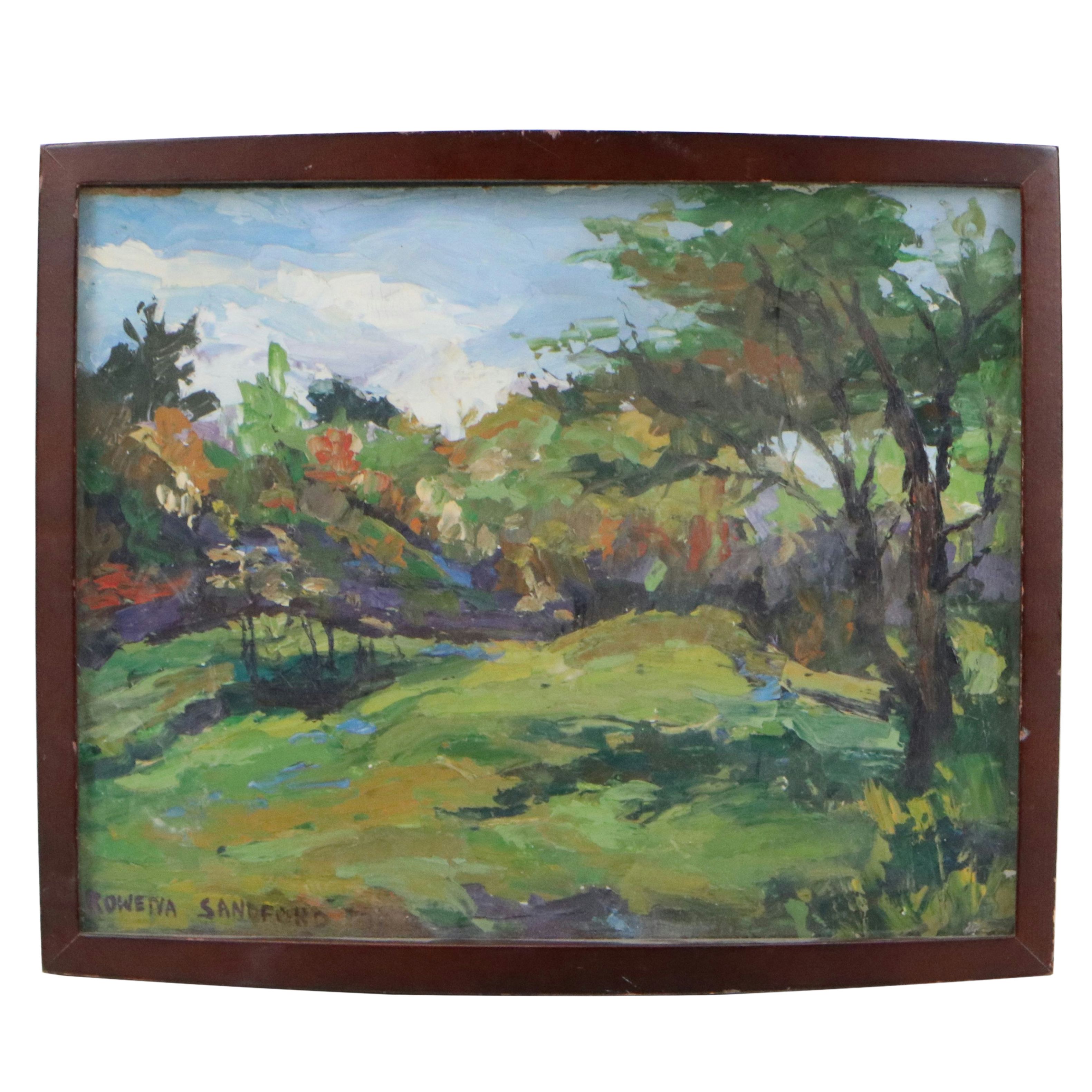 Rowena Sandford Landscape Oil Painting, 1973