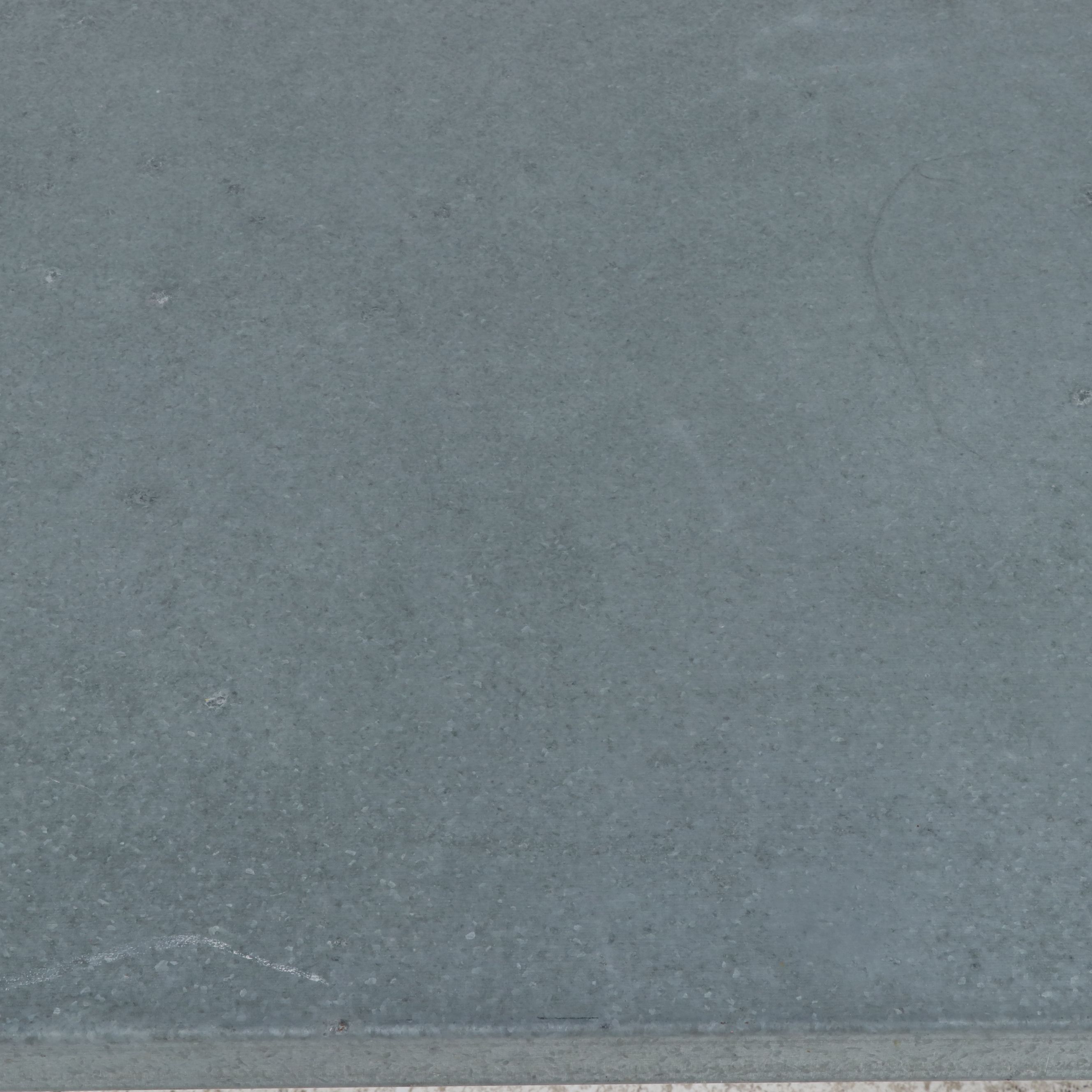 Industrial Zinc-Top Dining Table with Carved Wood Base