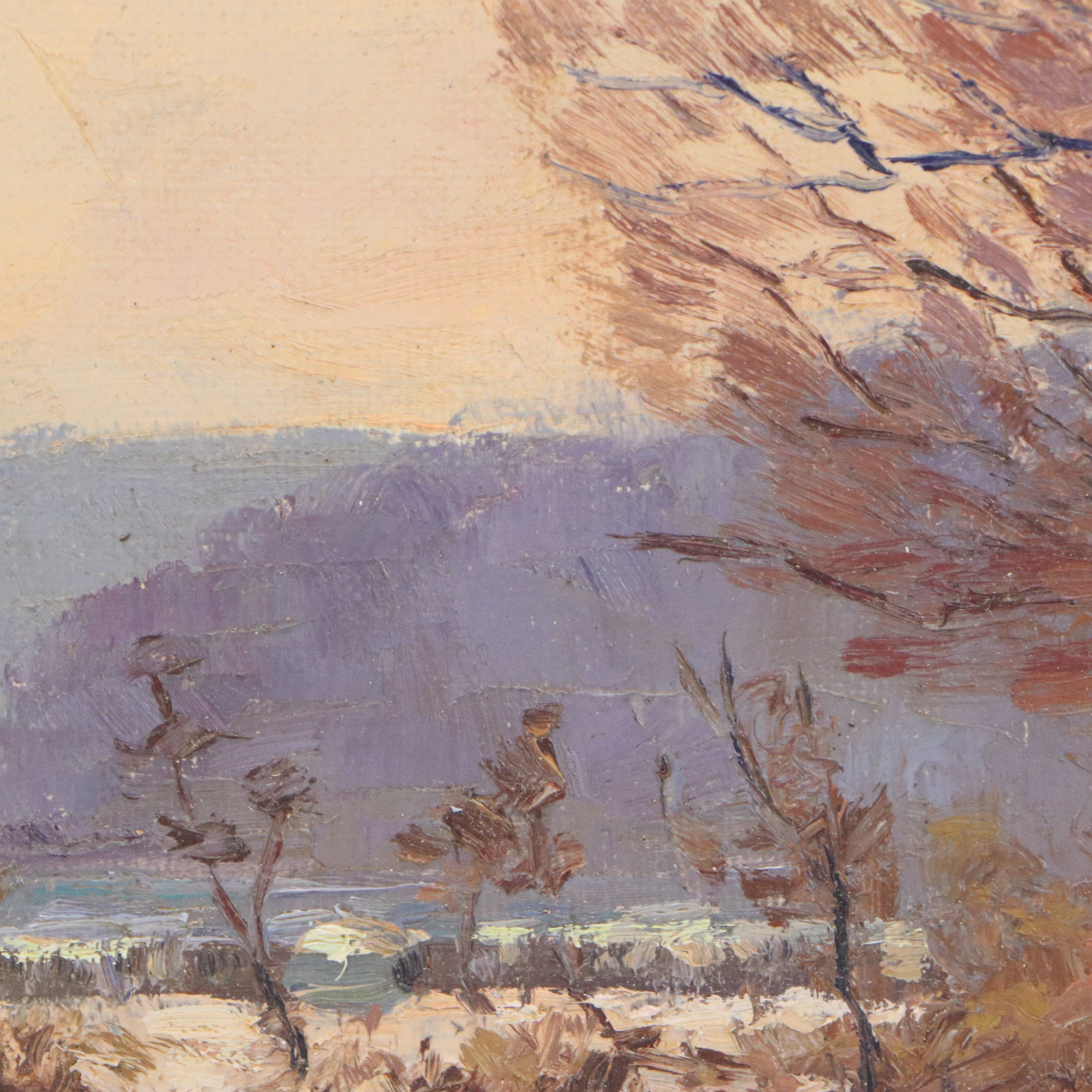 René Boreux Romantic Lake Landscape Oil Painting