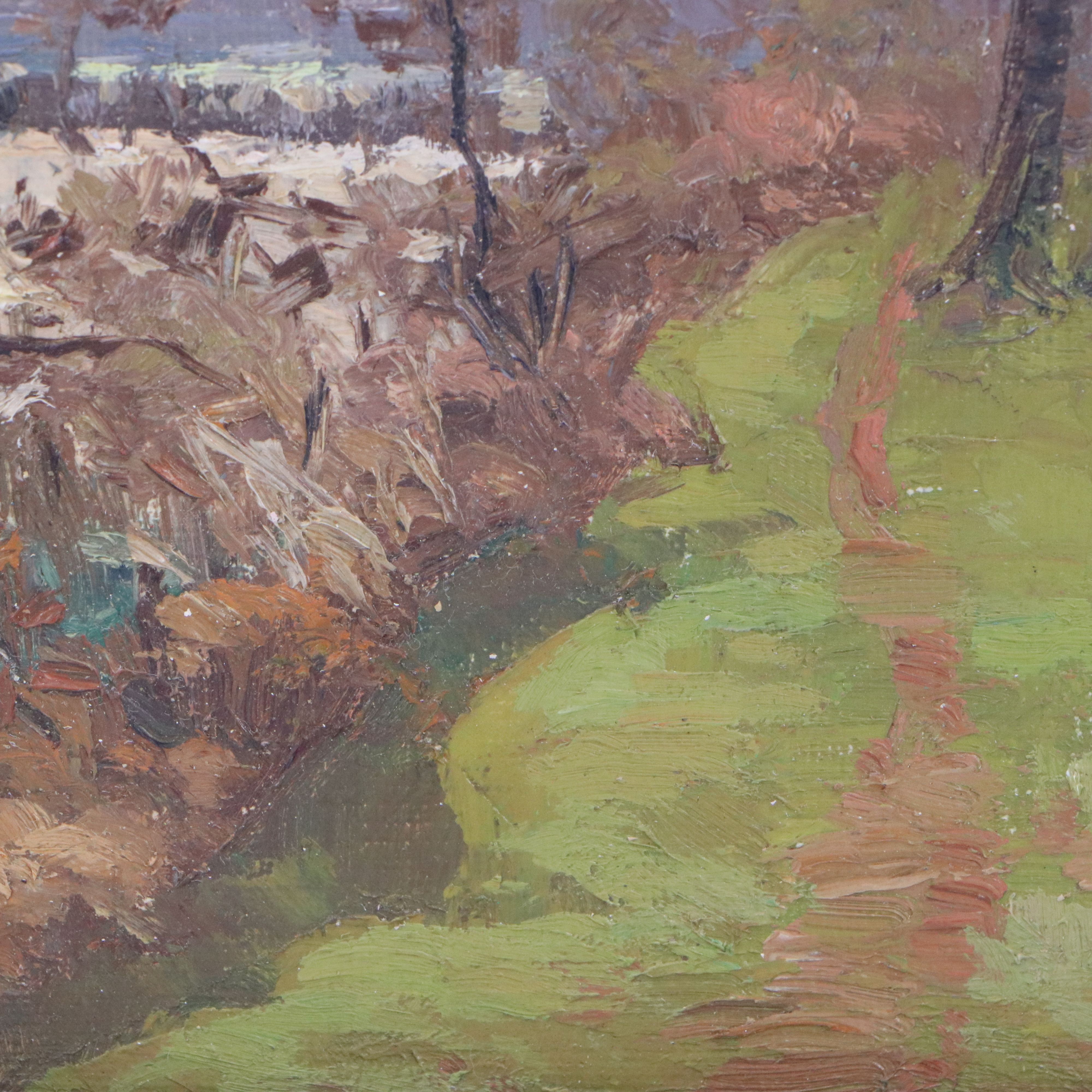 René Boreux Romantic Lake Landscape Oil Painting