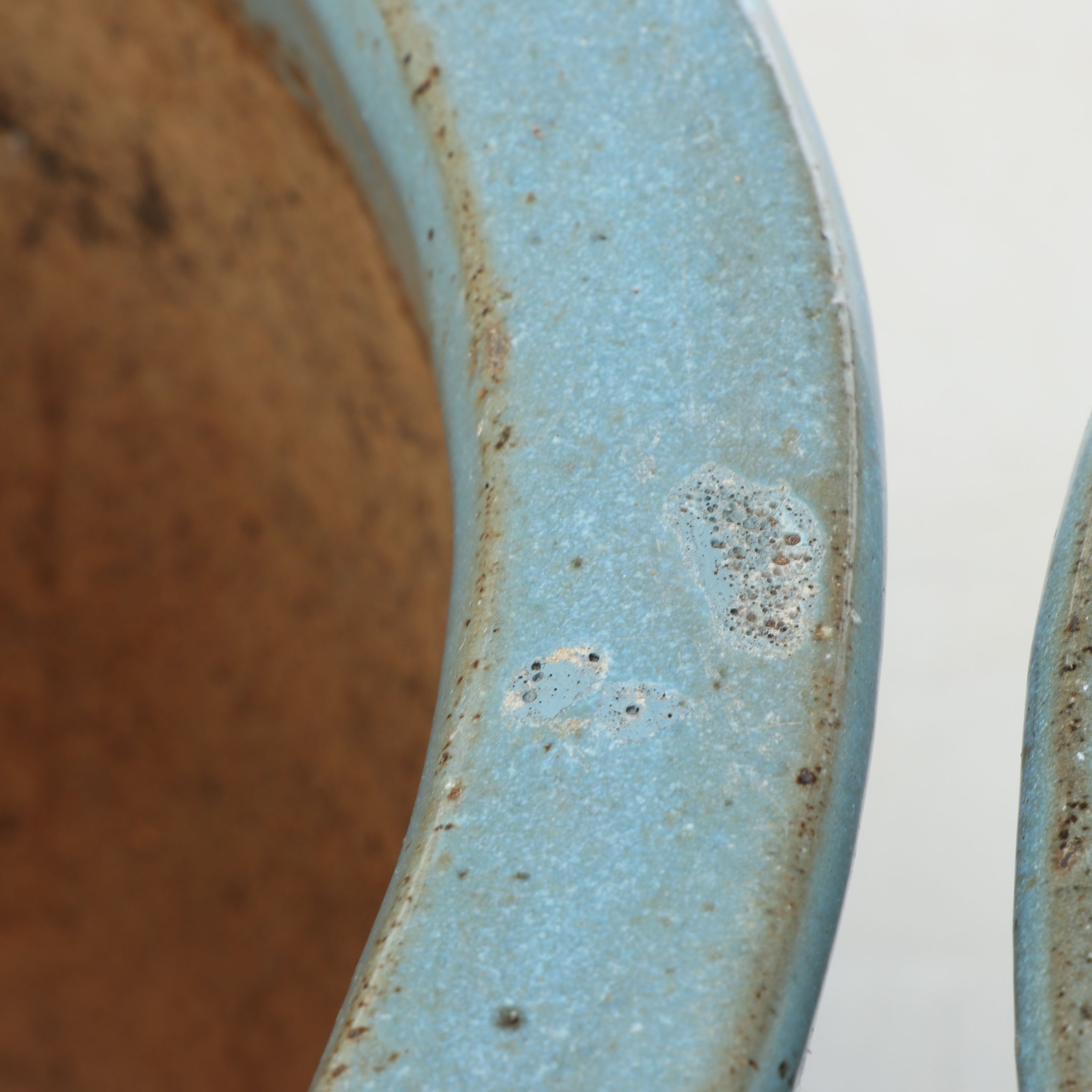 Pair of Blue Glazed Ceramic Planters