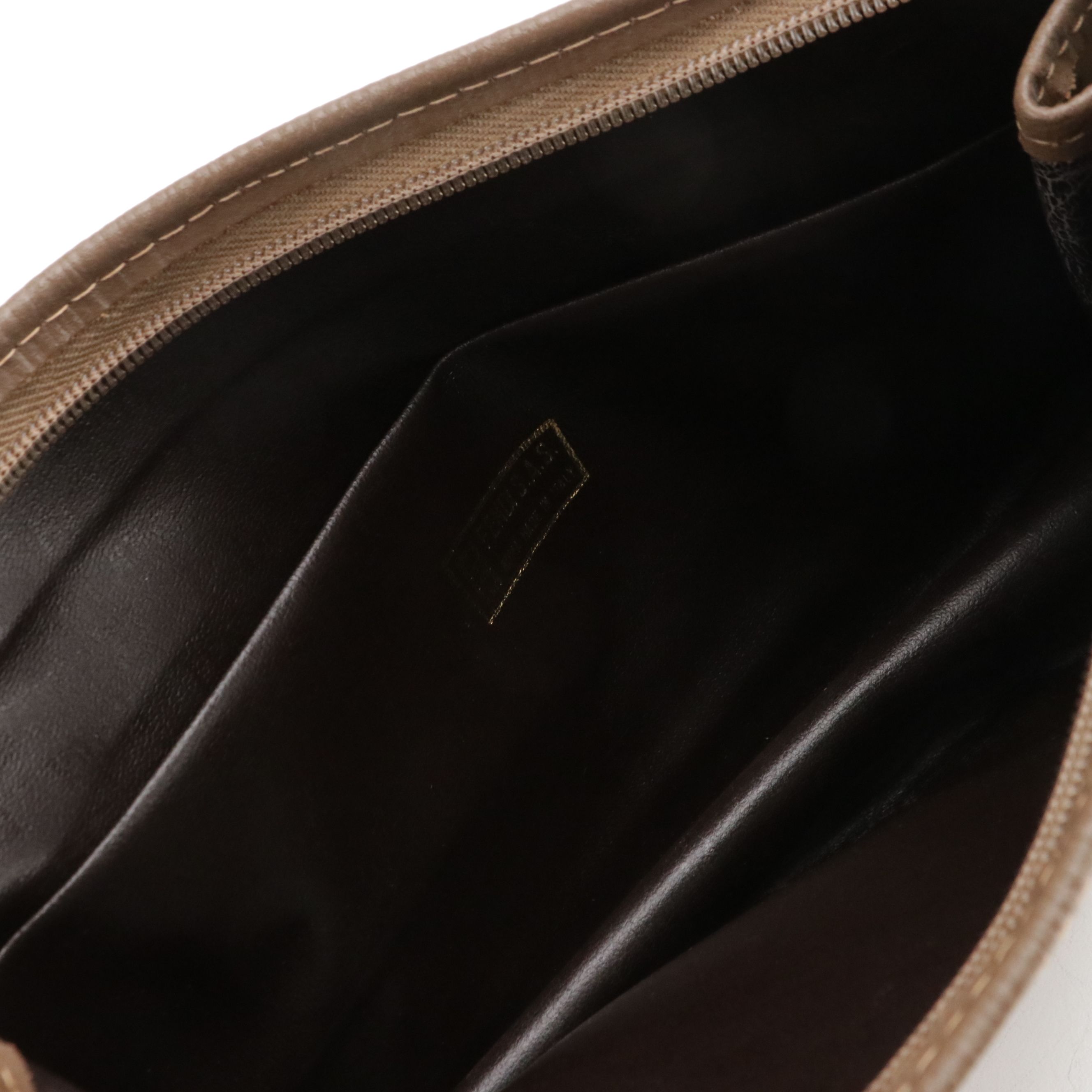 Fendi Brown Zucchino Vinyl and Leather Trim Zip Clutch/Pouch