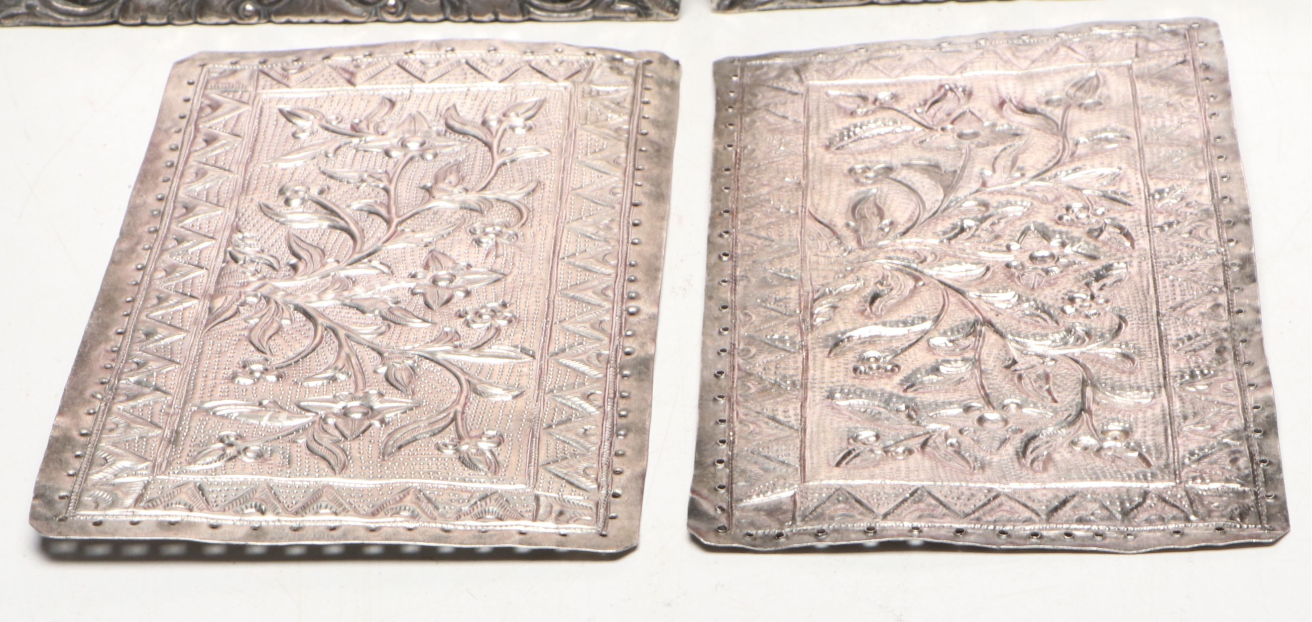 Floral Pattern Sterling Plates with 800 Silver Frames