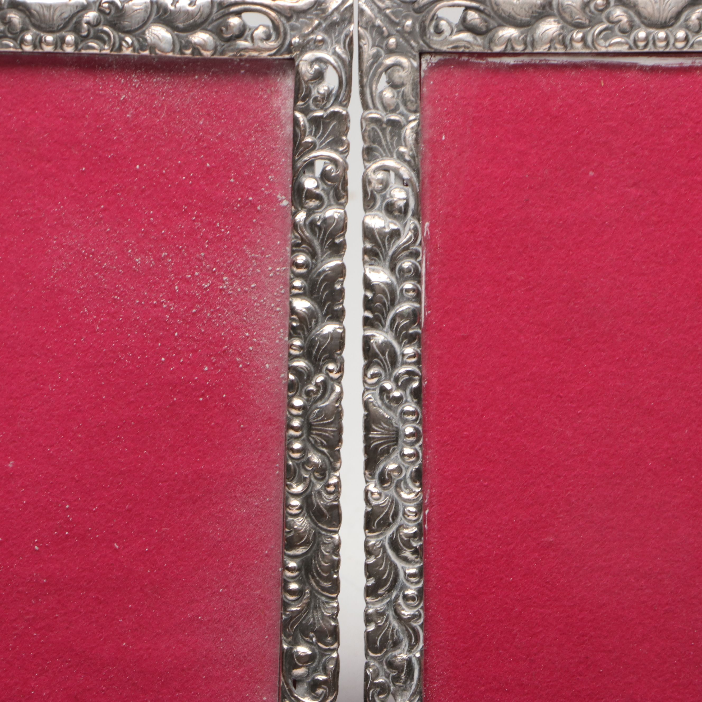 Floral Pattern Sterling Plates with 800 Silver Frames