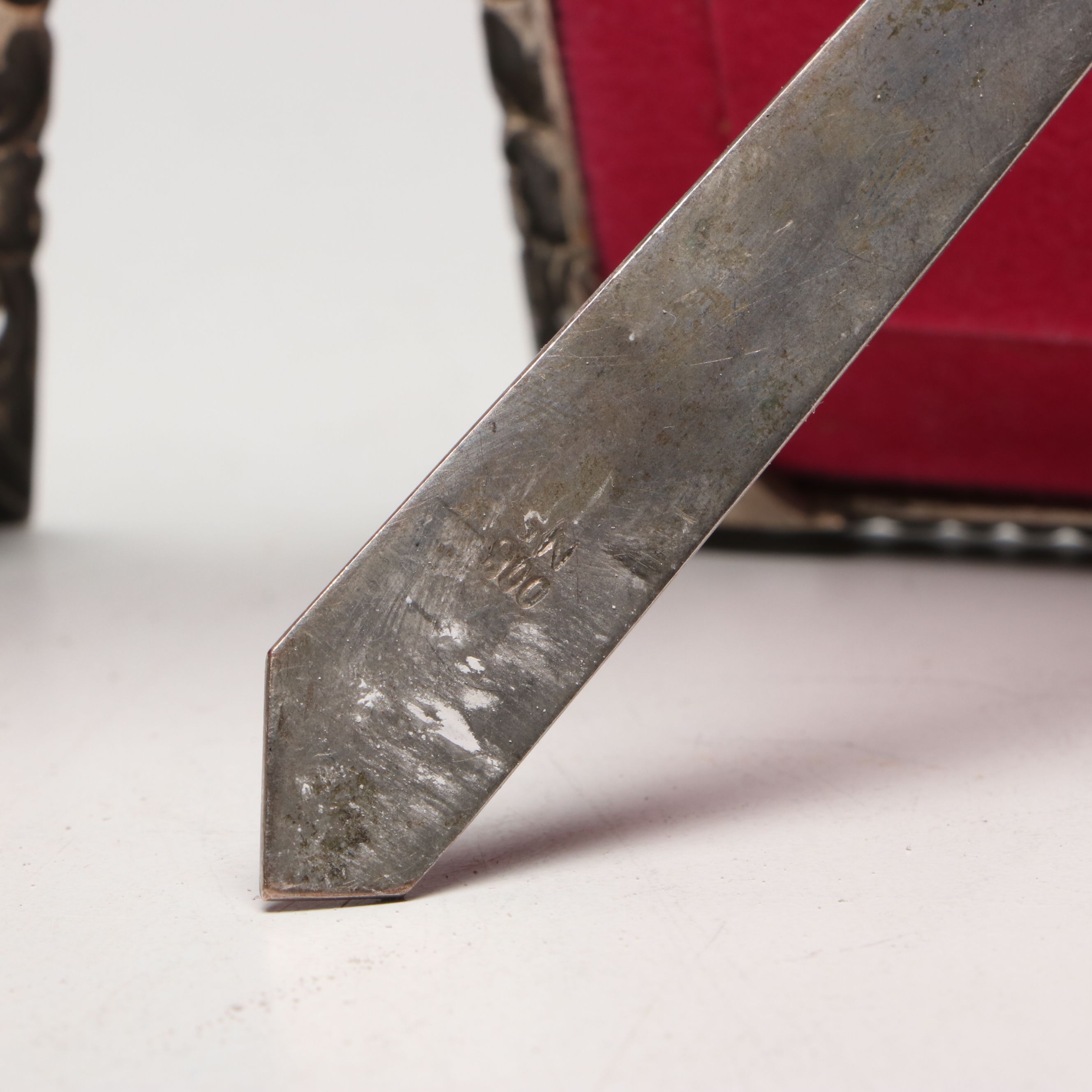 Floral Pattern Sterling Plates with 800 Silver Frames