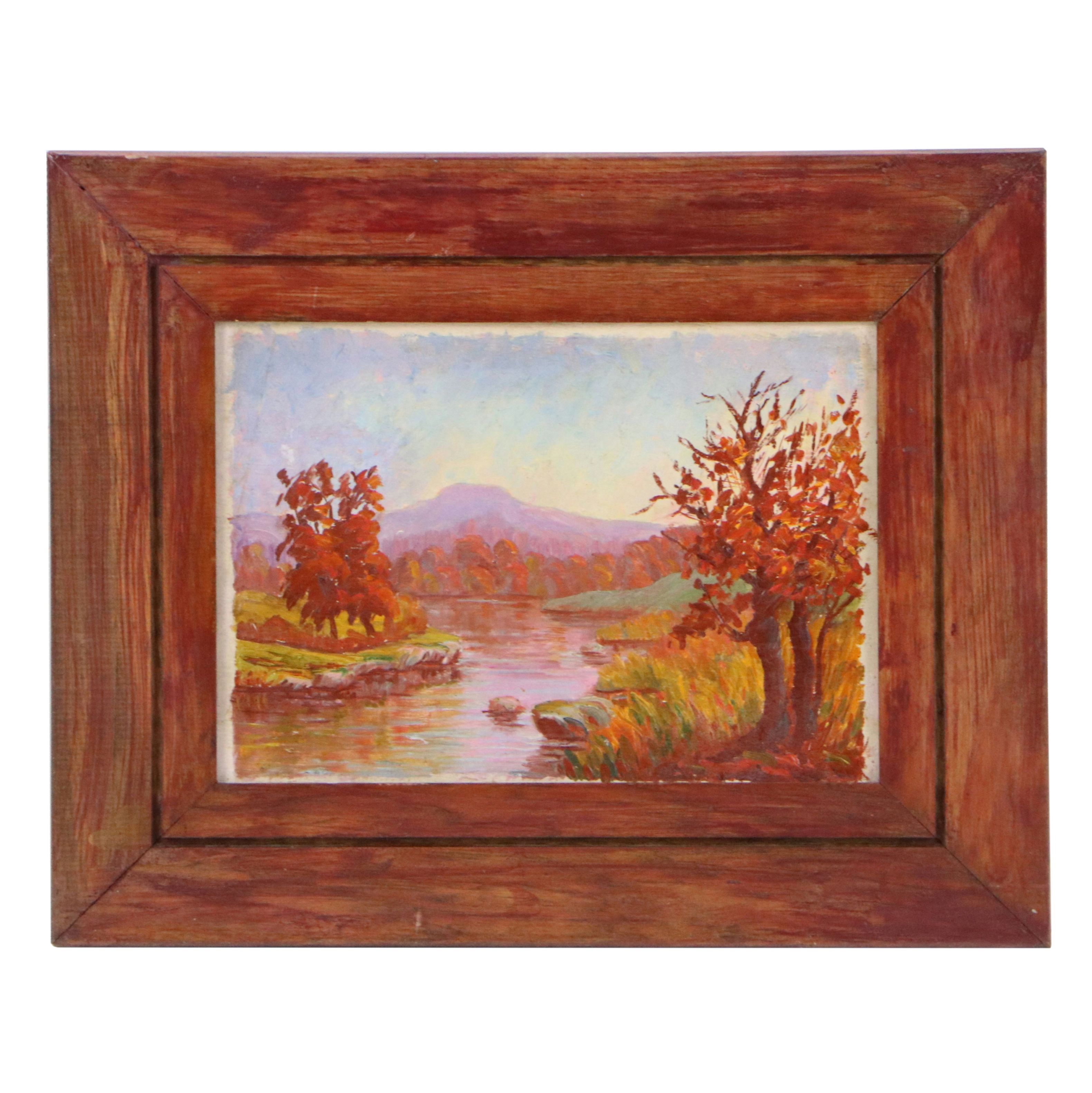 Attributed to Jeanne Reimbolte Landscape Oil Painting