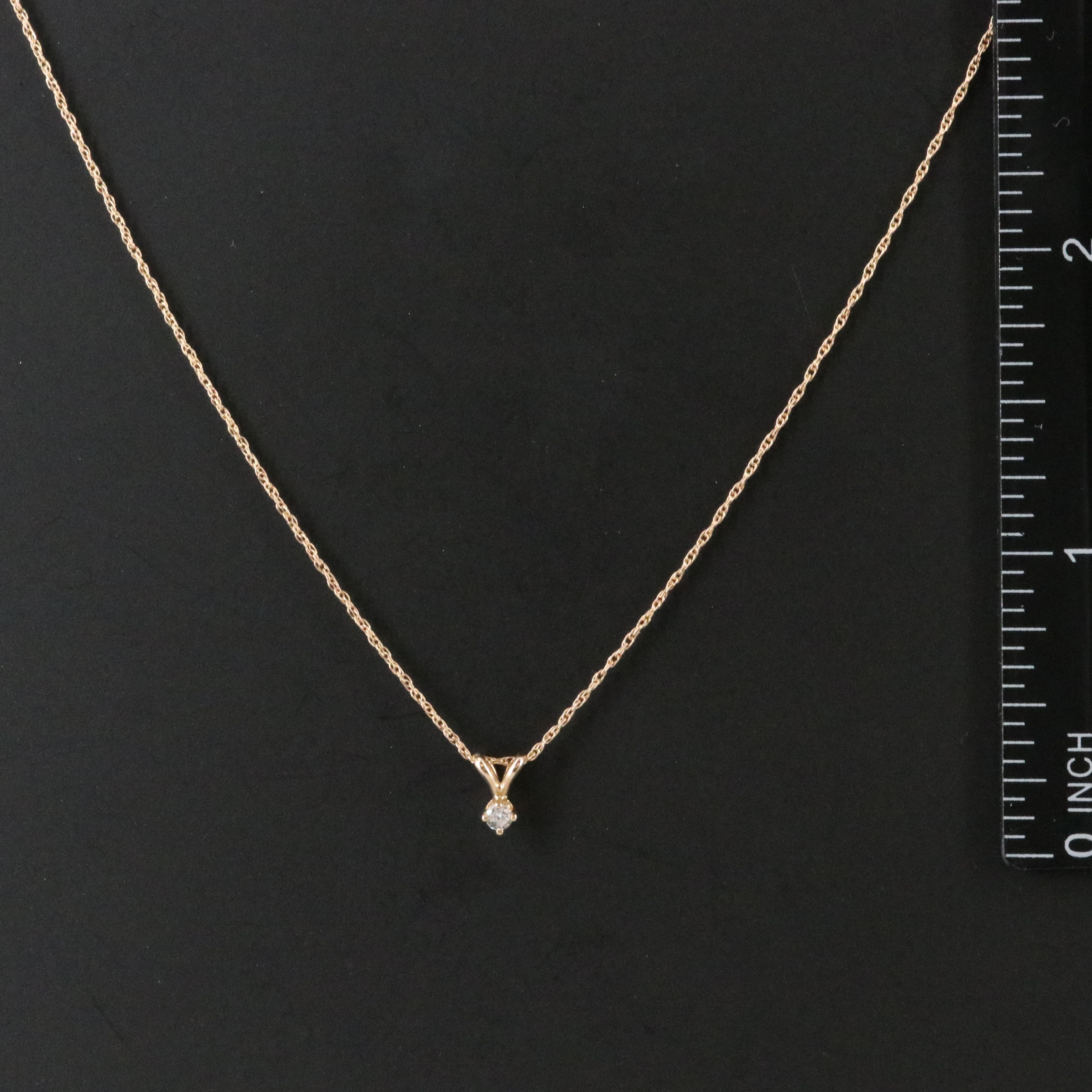 14K 0.05 CT Diamond Pendant Necklace
