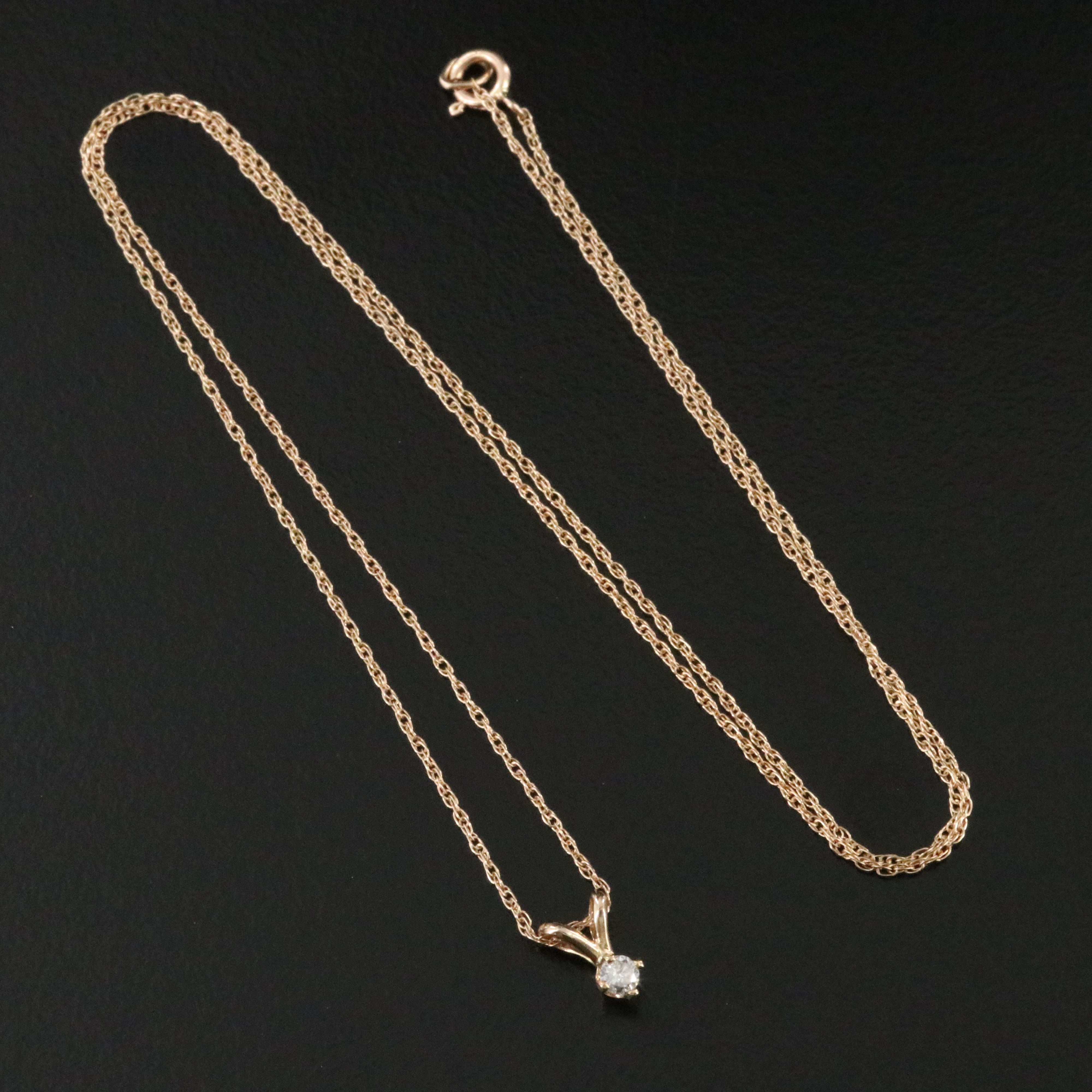 14K 0.05 CT Diamond Pendant Necklace