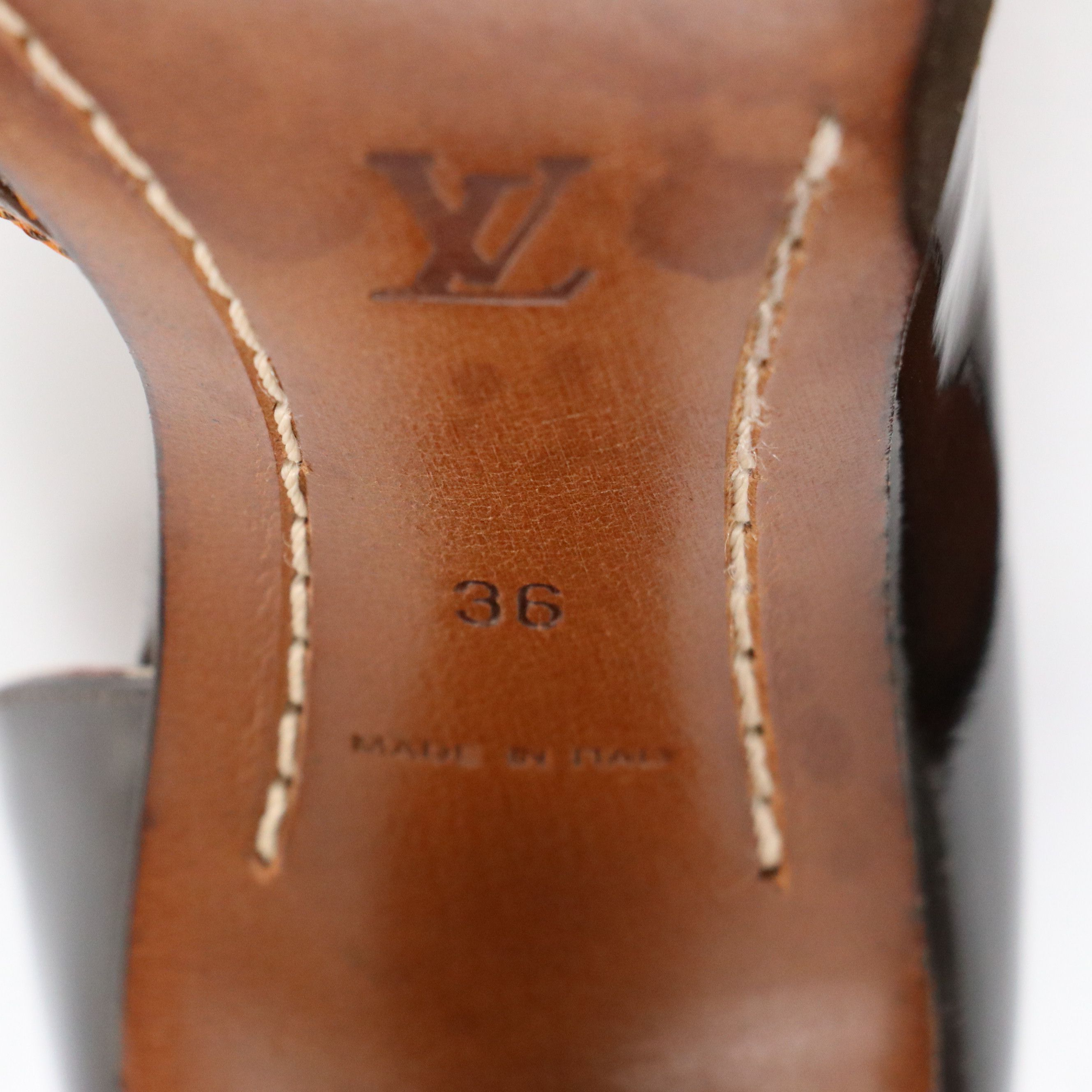 Louis Vuitton Patent Leather Damier Ebene Chérie Pumps