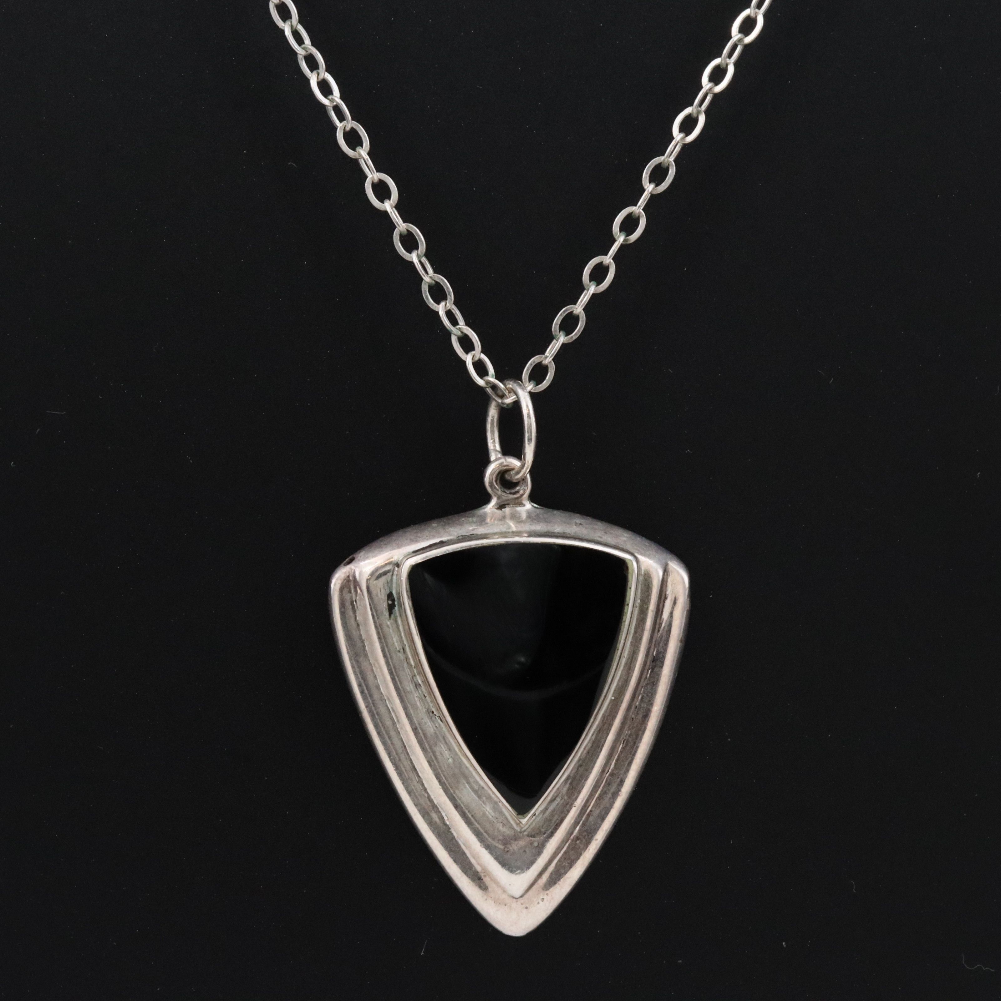 Sterling Black Onyx Pendant Necklace