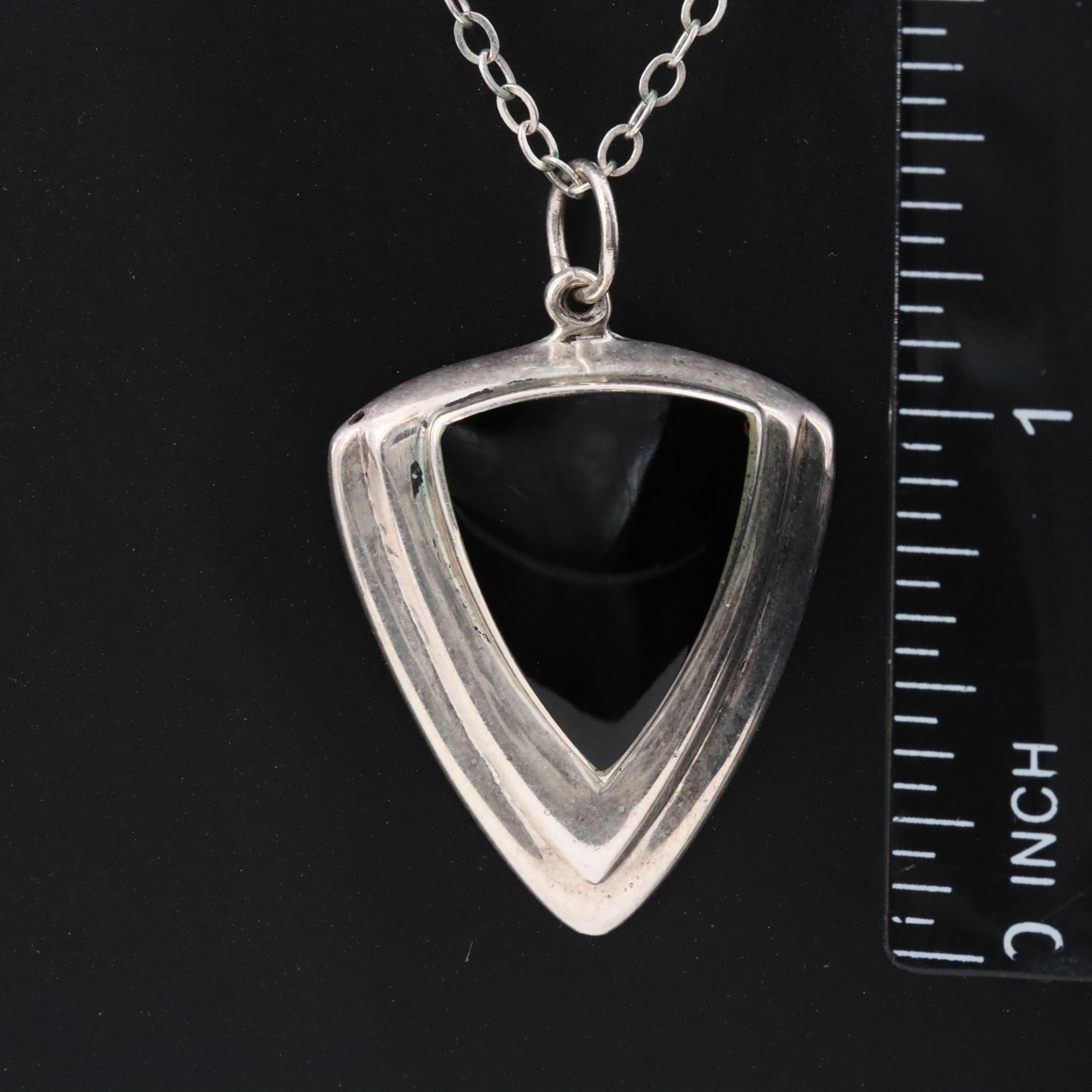 Sterling Black Onyx Pendant Necklace