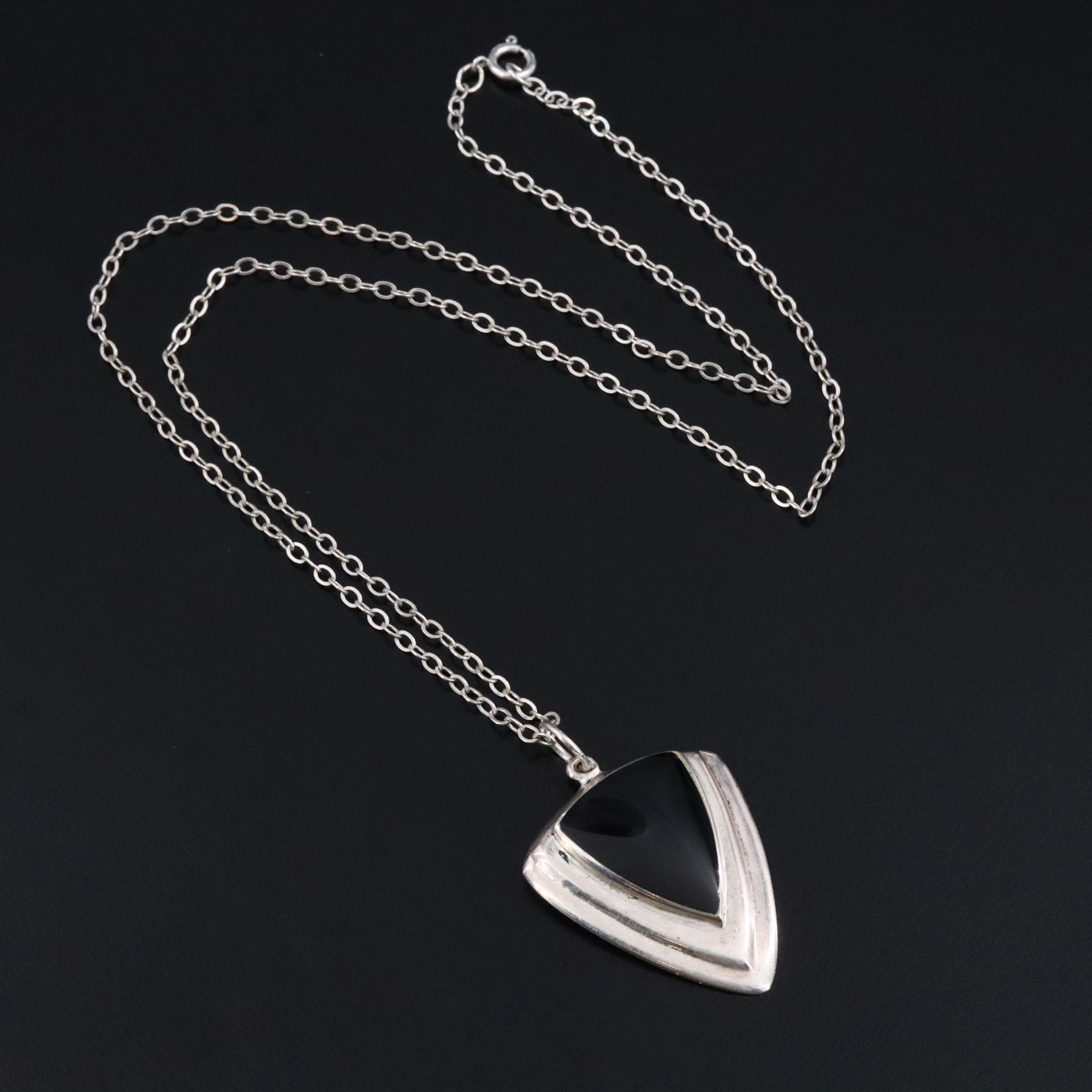 Sterling Black Onyx Pendant Necklace