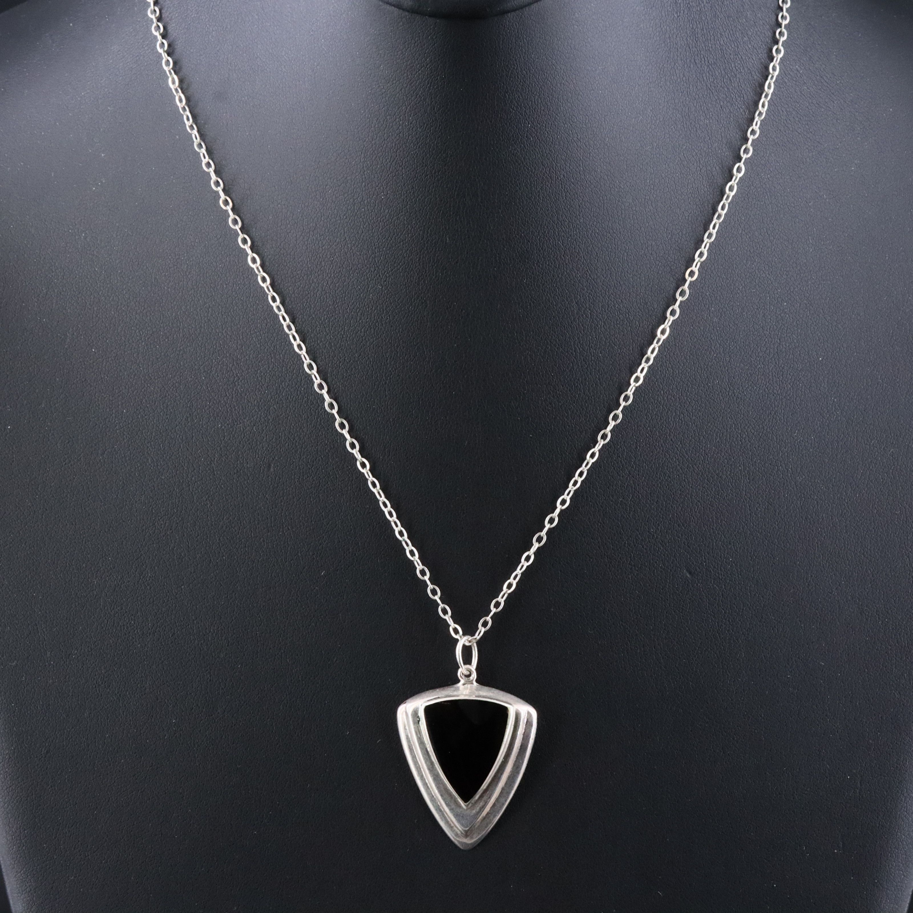 Sterling Black Onyx Pendant Necklace