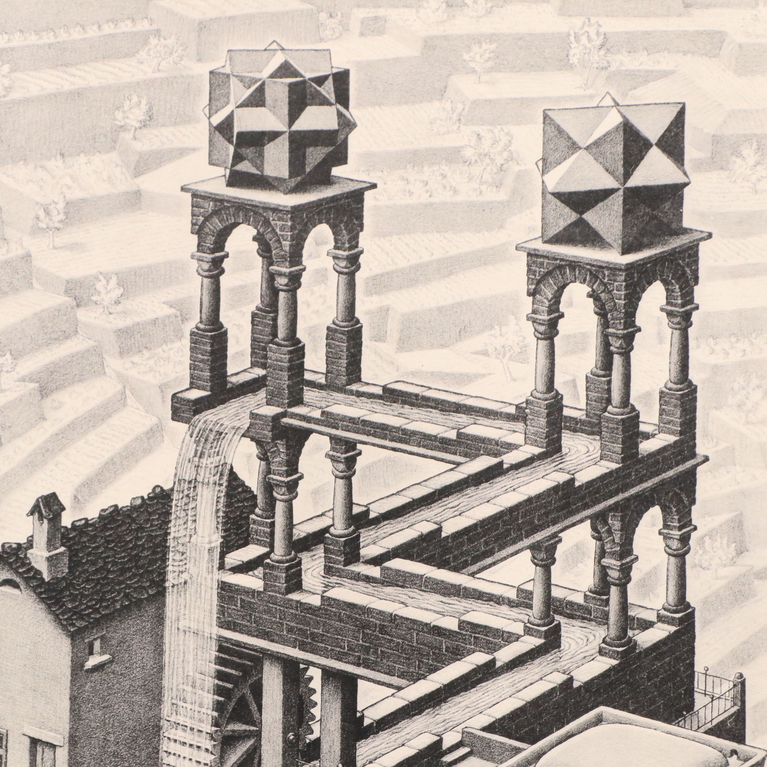 After M. C. Escher Offset Lithograph "Waterfall," Late 20th Century