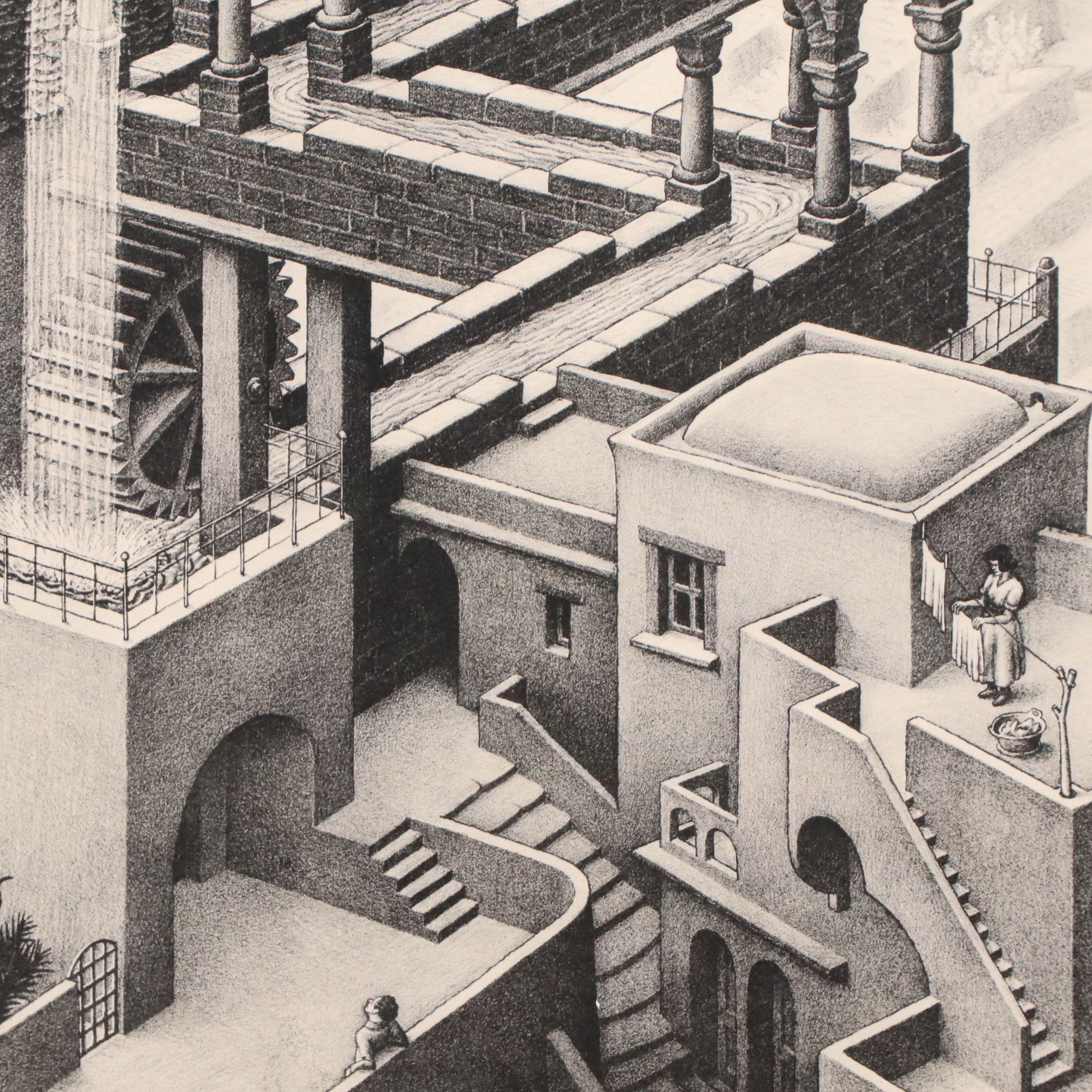 After M. C. Escher Offset Lithograph "Waterfall," Late 20th Century