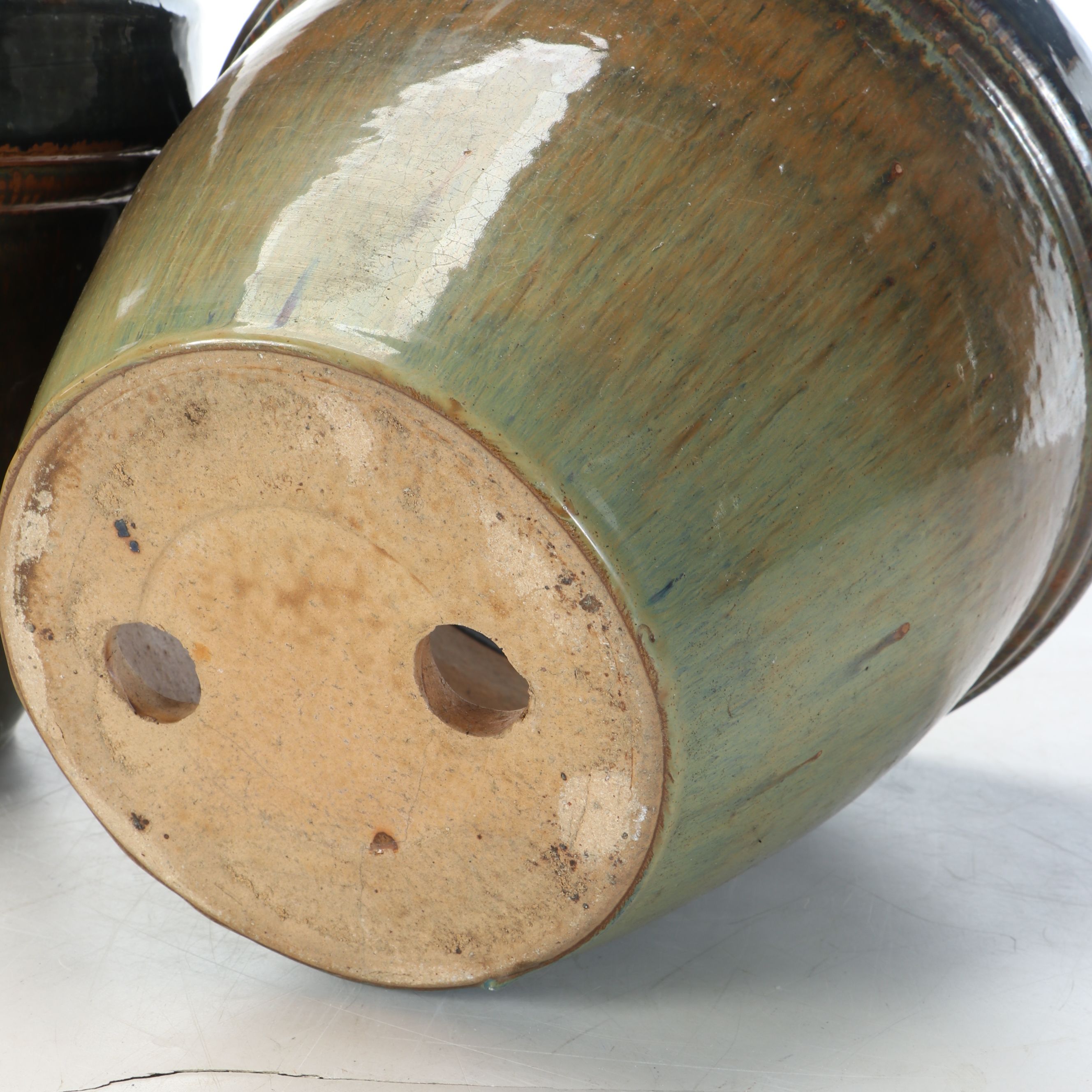 Pair of Drip Glaze Ceramic Planters