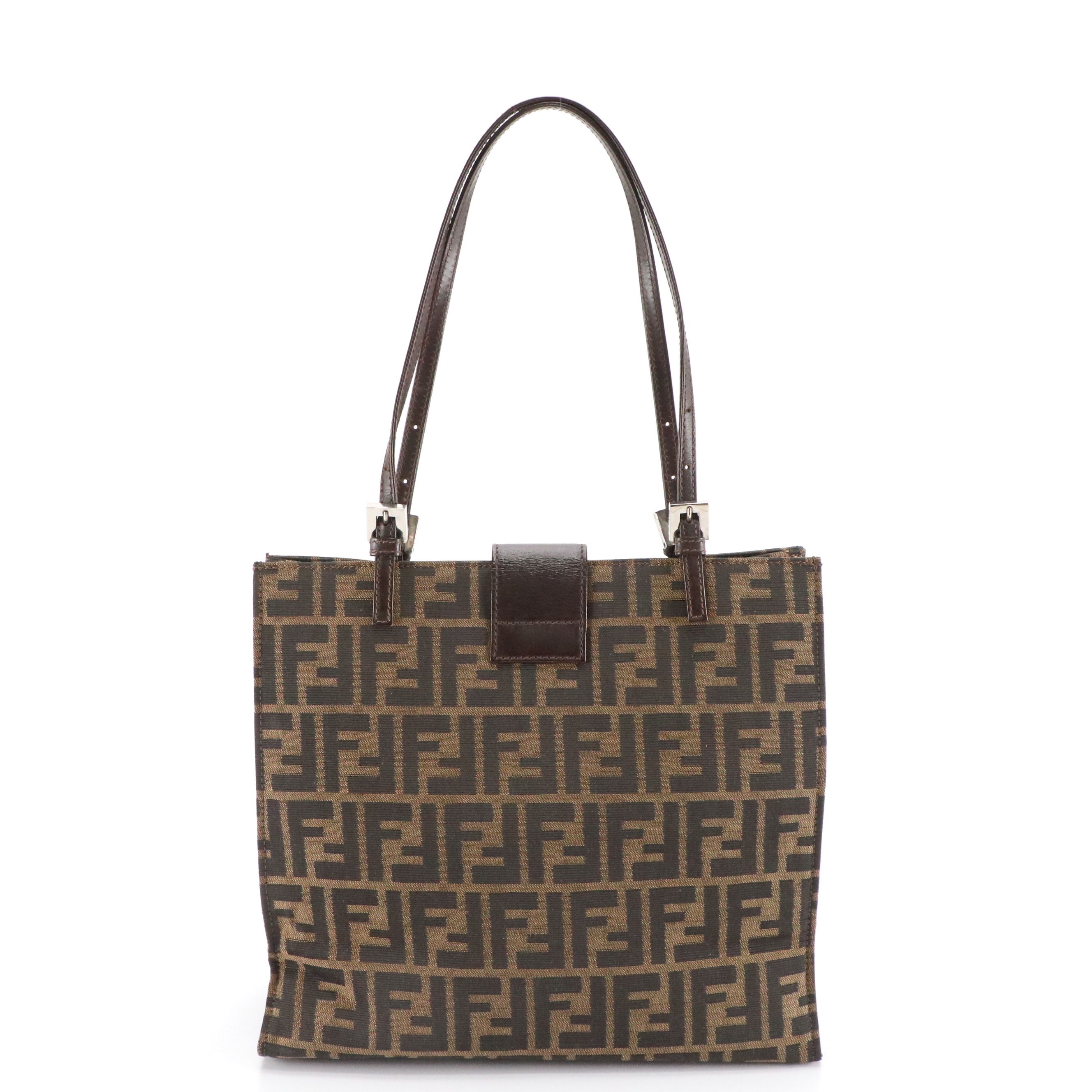 Fendi Tobacco FF Zucca Jacquard Canvas and Leather Tote Bag