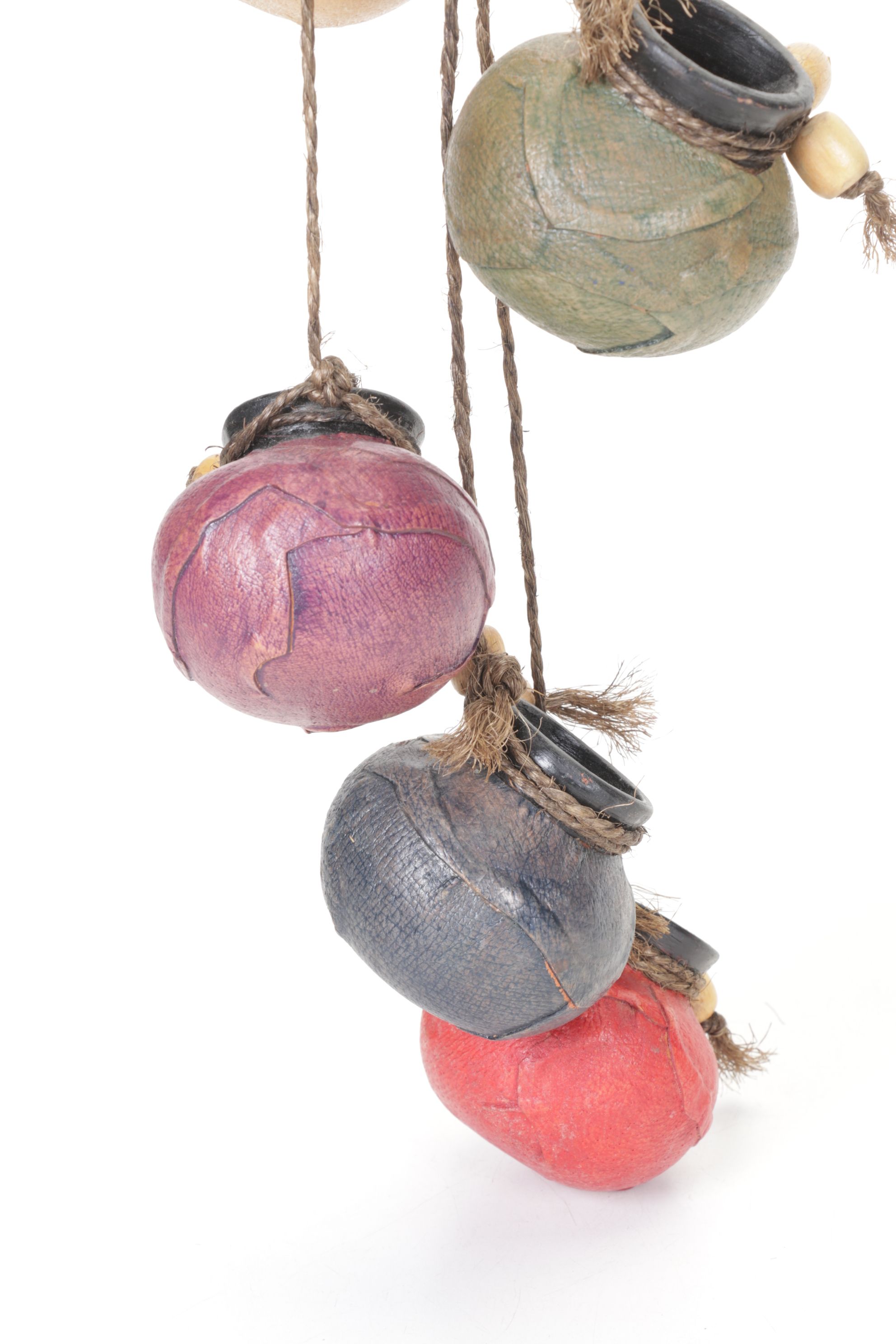 Mexican Leather Wrapped Terracotta Hanging Pots with Buffalo and Chief Trays