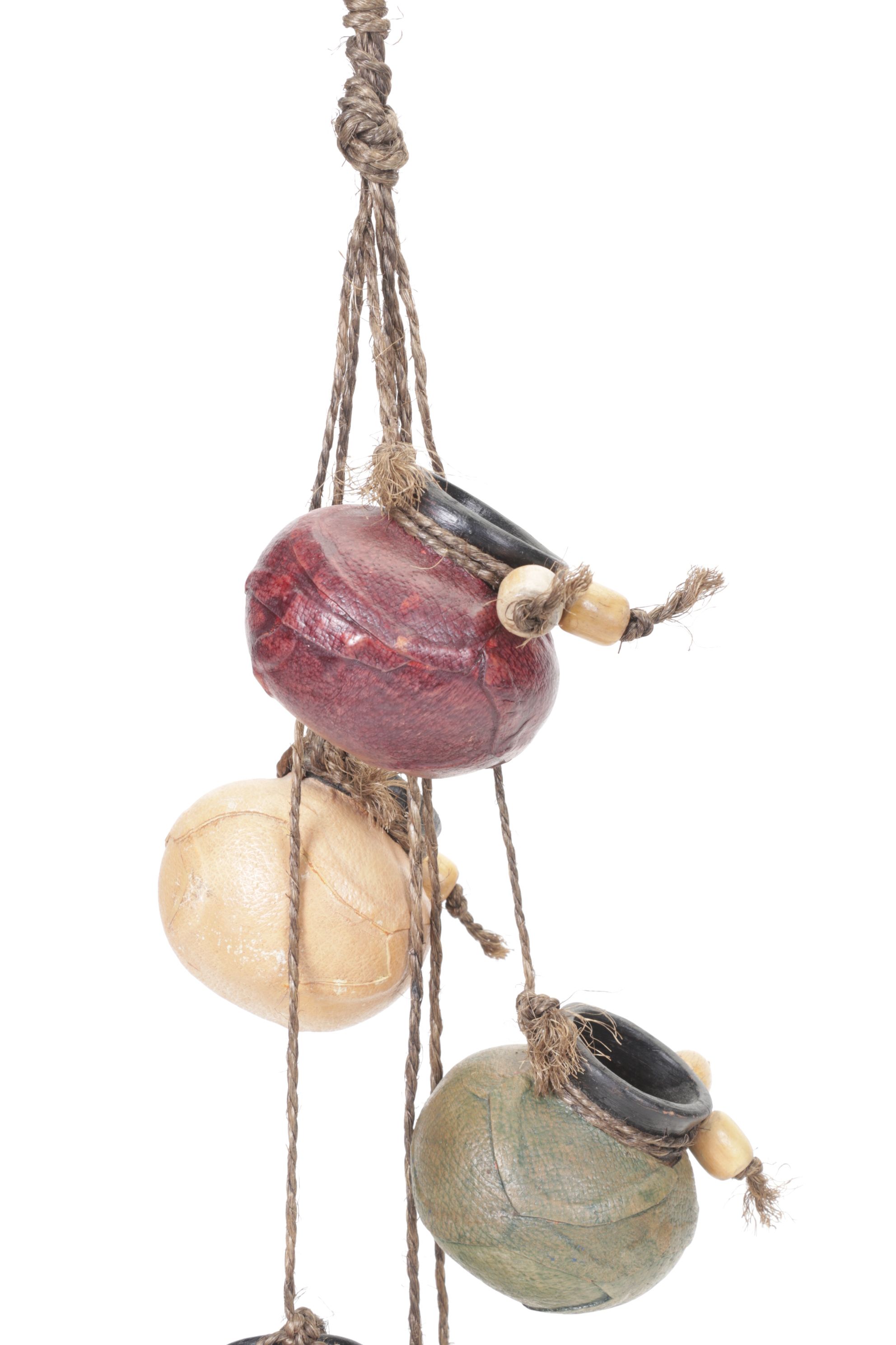 Mexican Leather Wrapped Terracotta Hanging Pots with Buffalo and Chief Trays