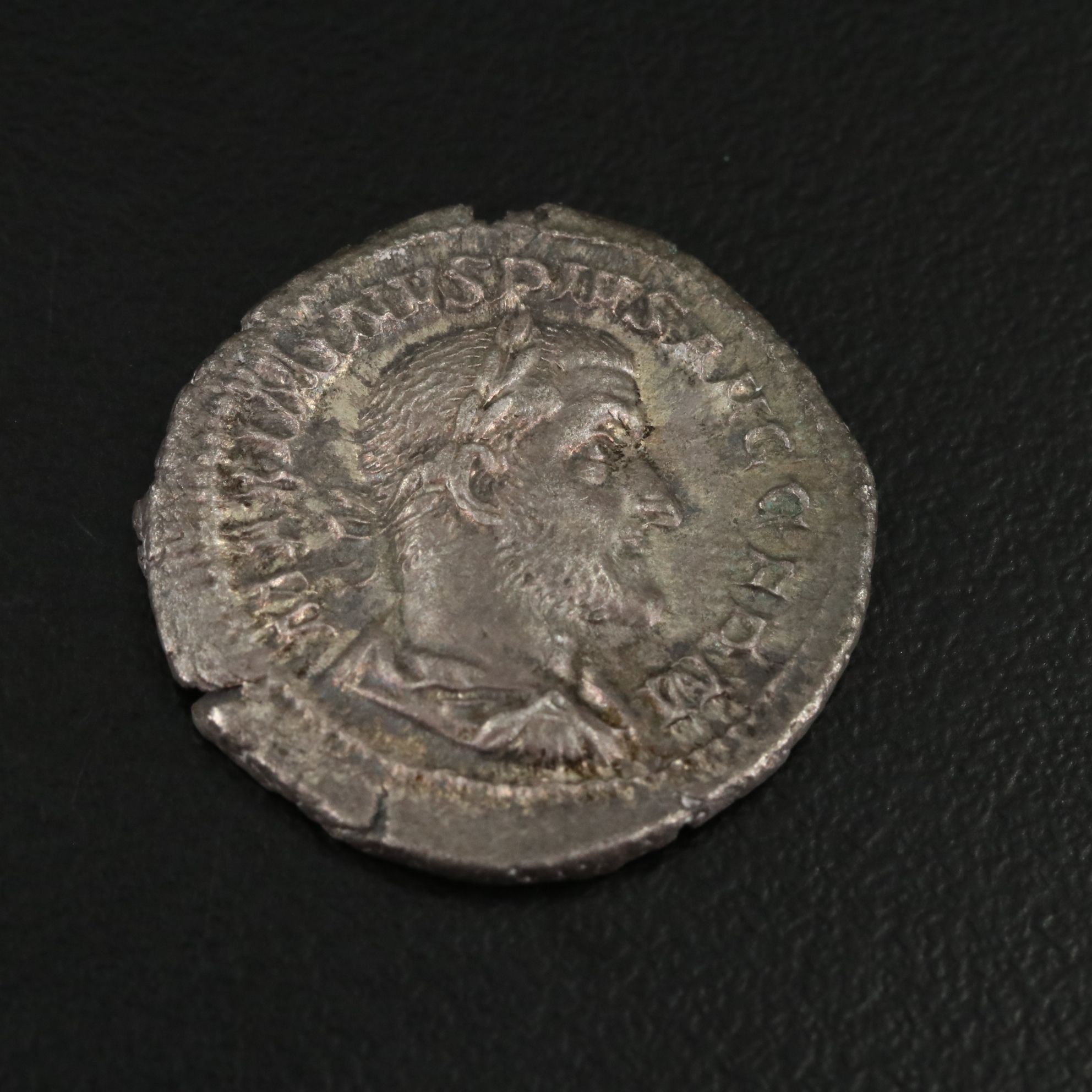 Ancient Roman Imperial AR Denarius Coin of Maximinus I, ca. 235 A.D.