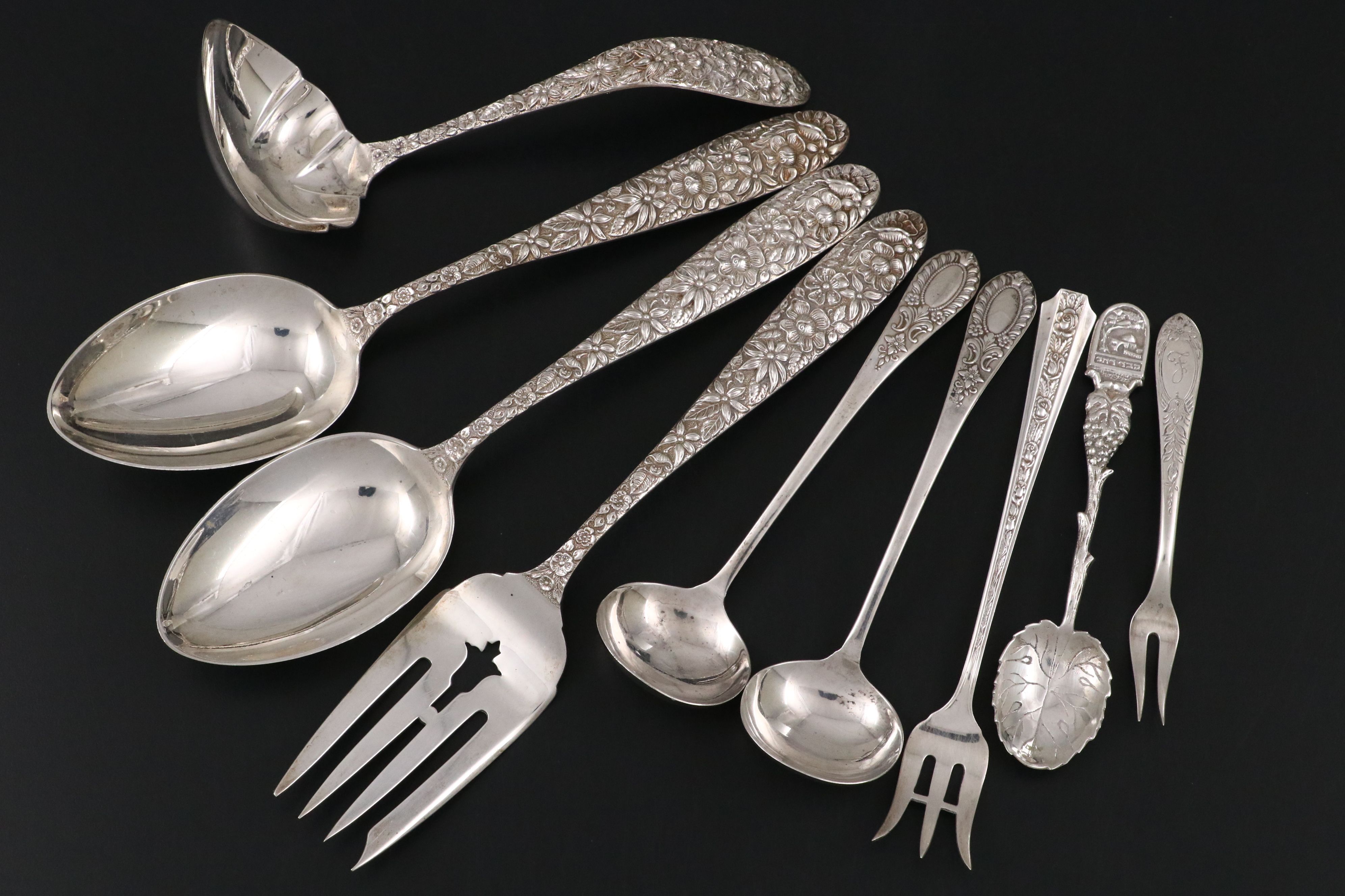 Manchester Sterling Silver "Southern Rose" with Other Silver Flatware