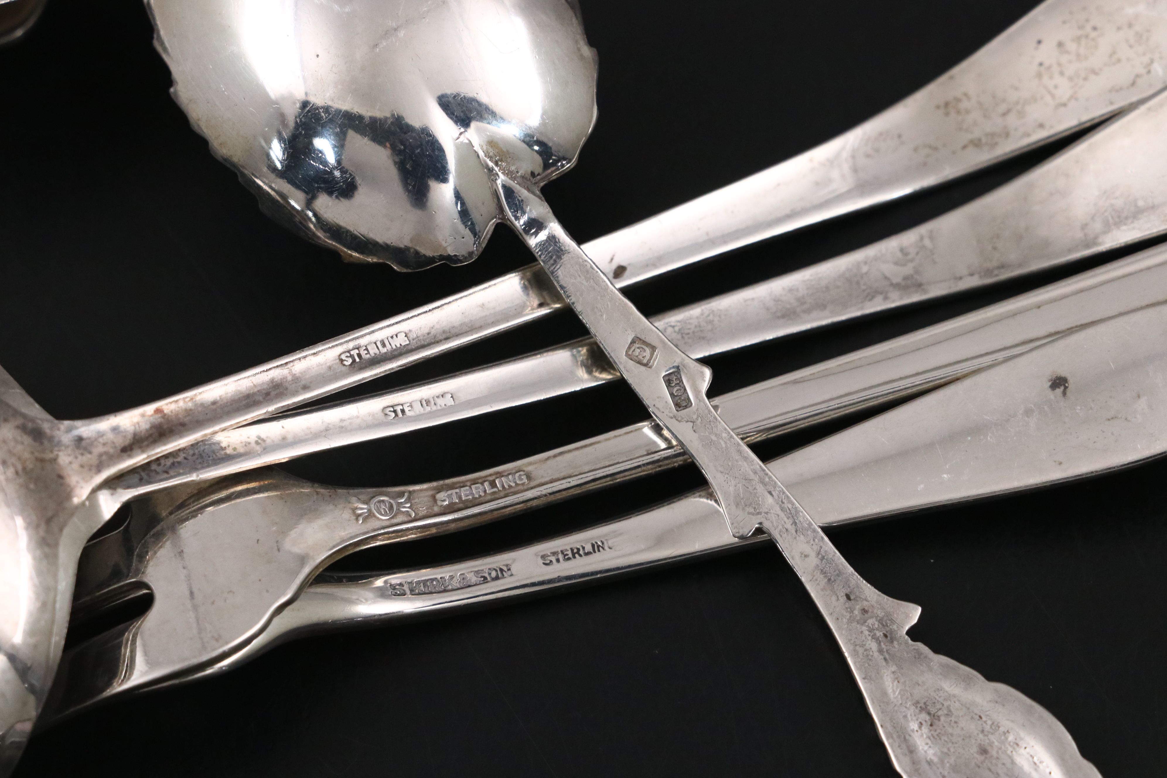 Manchester Sterling Silver "Southern Rose" with Other Silver Flatware