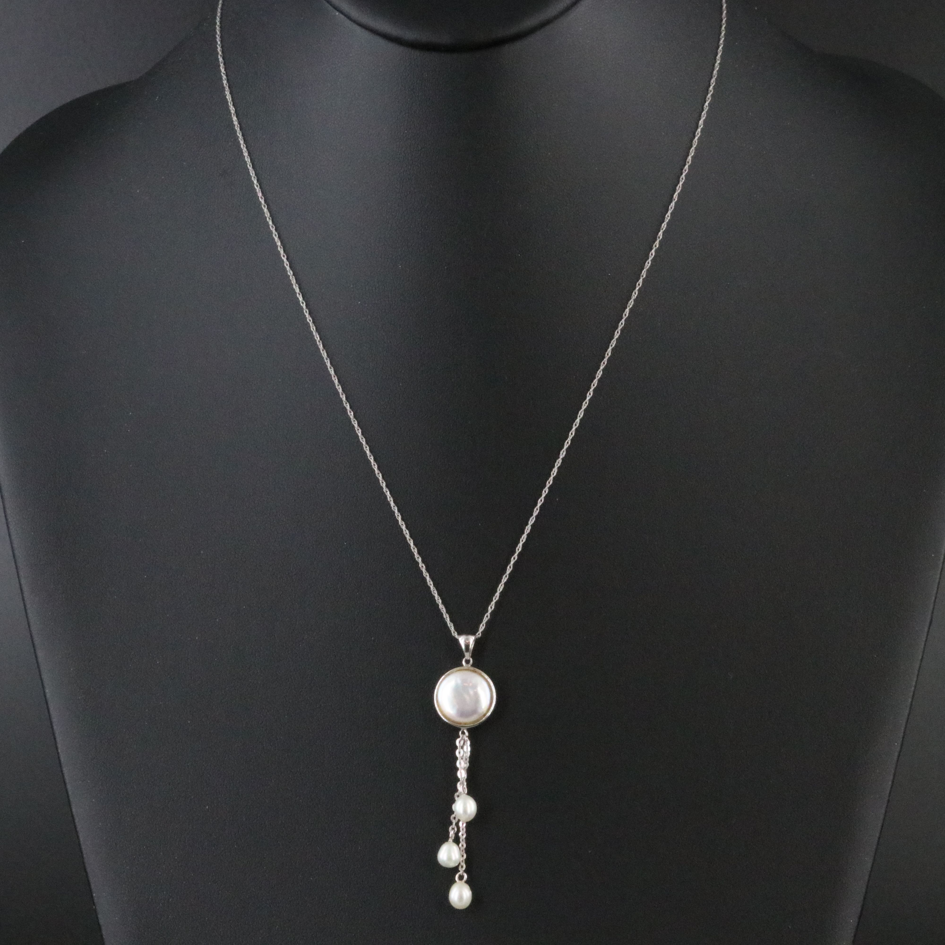 10K Pearl Tassel Pendant Necklace