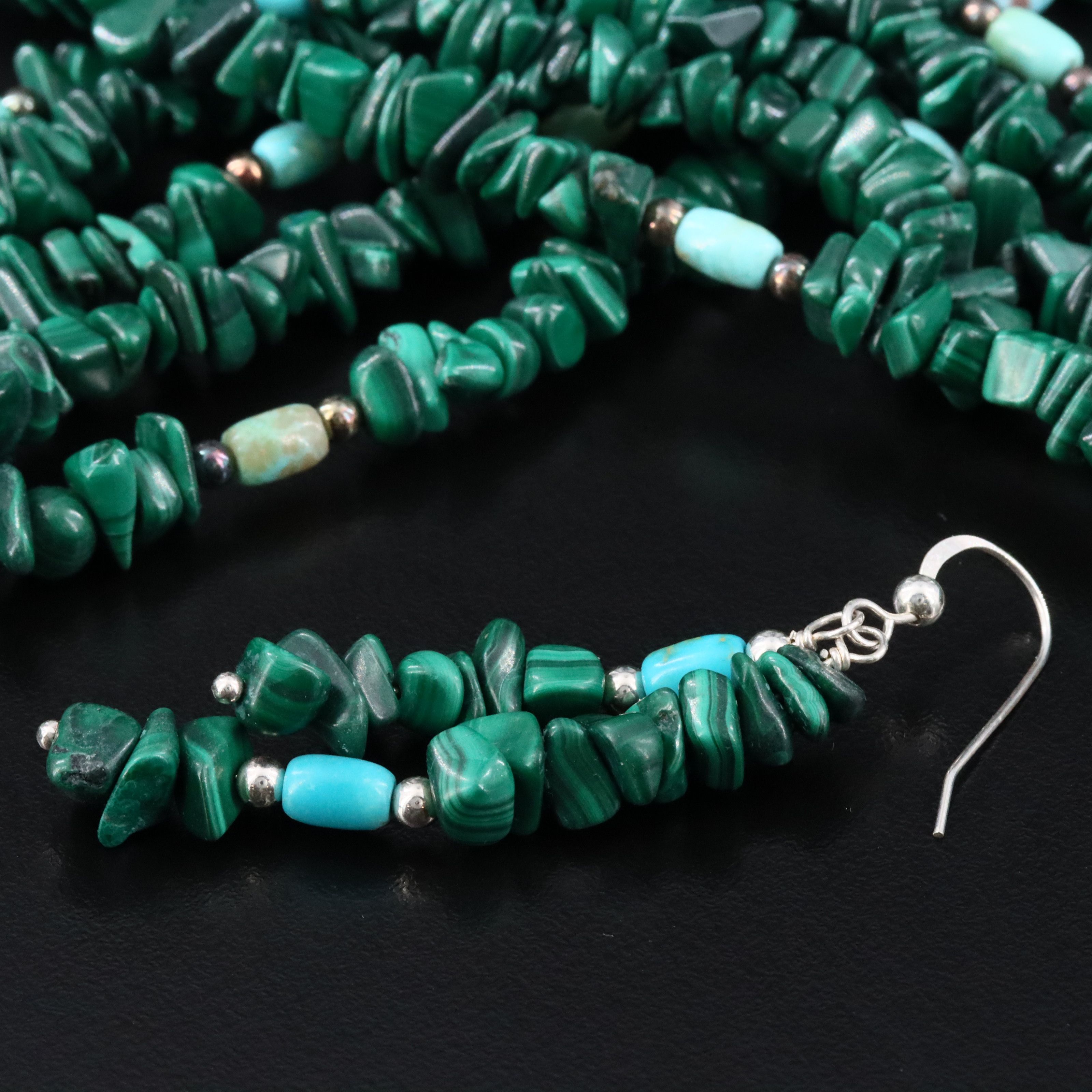 Desert Rose Trading Sterling Malachite and Turquoise Jewelry Set