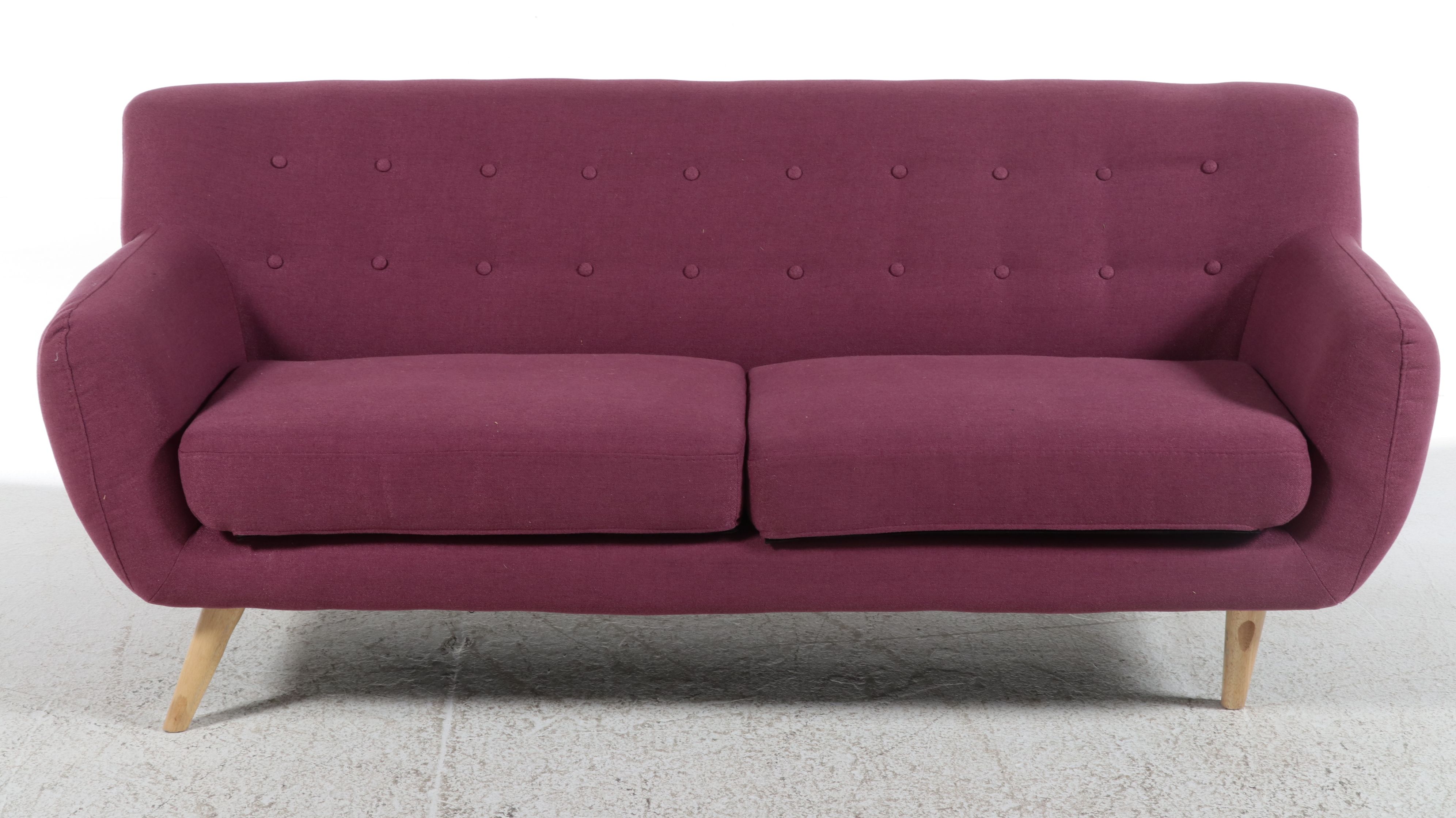 Mid Century Modern Style Upholstered Loveseat