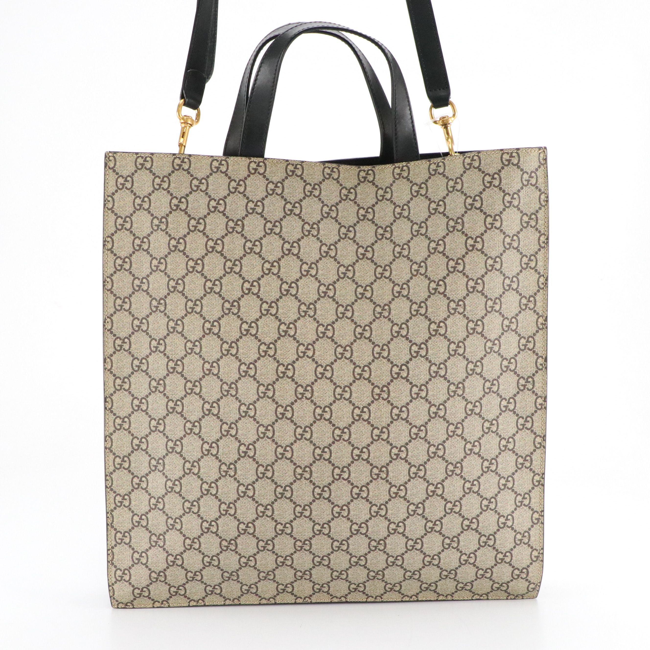 Gucci Wolf XXV Hollywood GG Supreme Canvas and Black Leather Two-Way Tote Bag